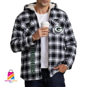 Green Bay Packers NFL Style Zip Fleece Flannel Jacket For Fans