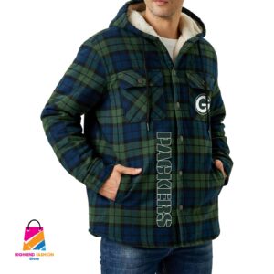 Green Bay Packers NFL Style Zip Fleece Flannel Jacket For Fans