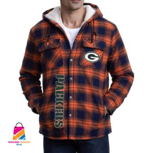 Green Bay Packers NFL Style Zip Fleece Flannel Jacket For Fans