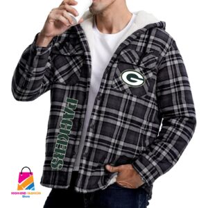 Green Bay Packers NFL Style Zip Fleece Flannel Jacket For Fans