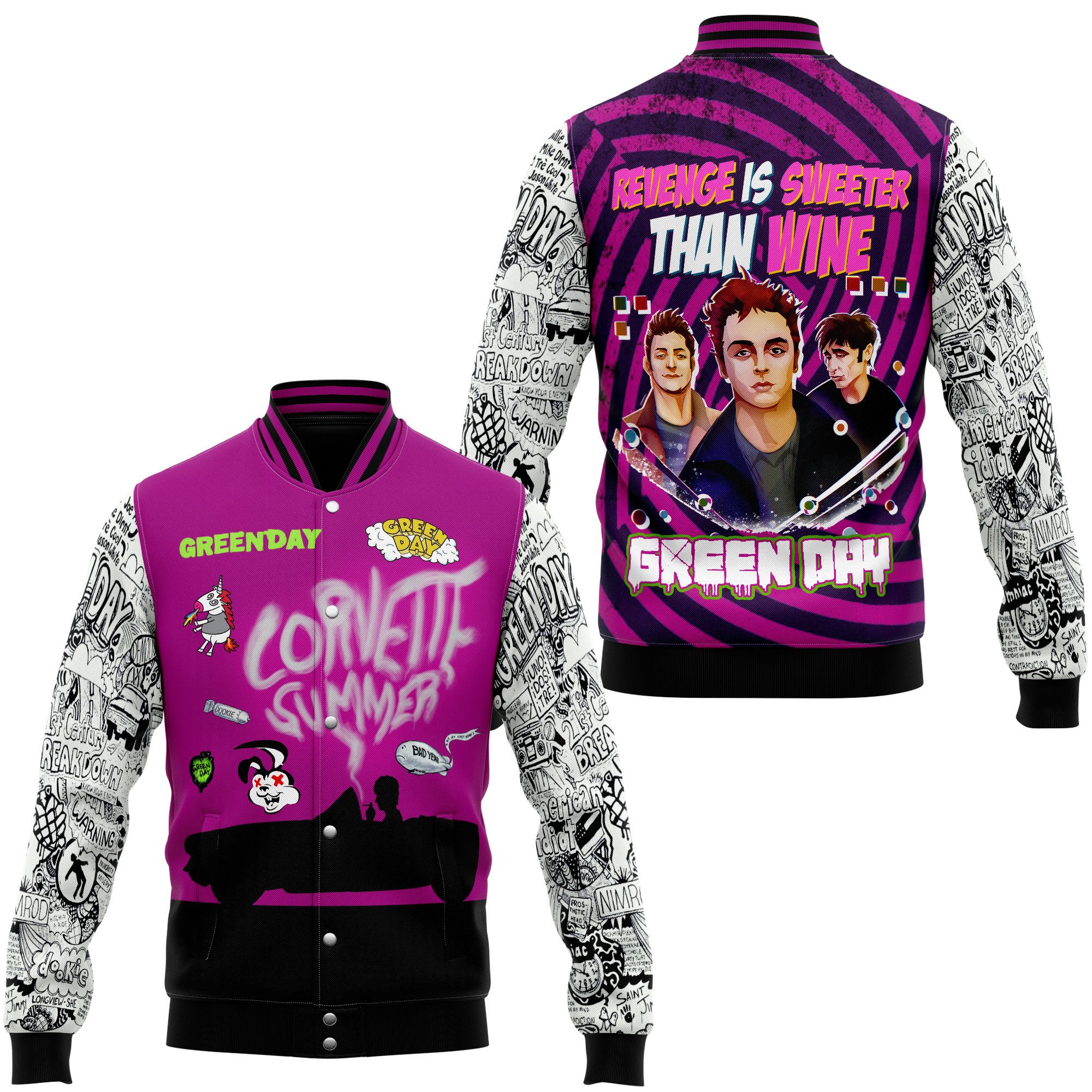 Green Day Music Style Baseball Jacket For Fans