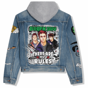 Green Day Music Style Hooded Denim Jacket For Fans