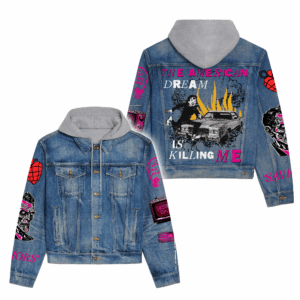 Green Day Music Style Hooded Denim Jacket For Fans