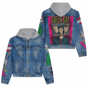 Green Day Music Style Hooded Denim Jacket For Fans