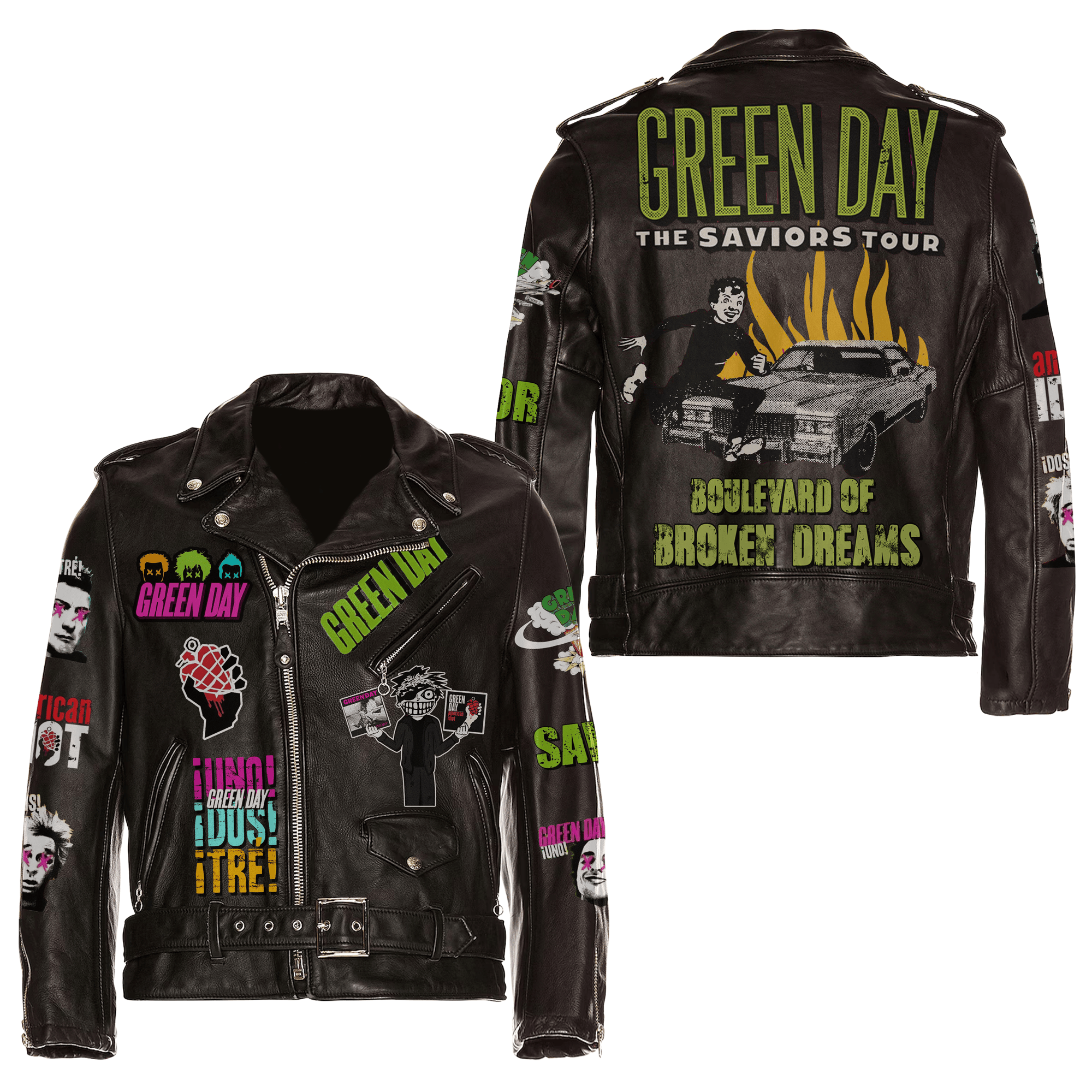 Green Day Music Style Leather Jacket For Fans