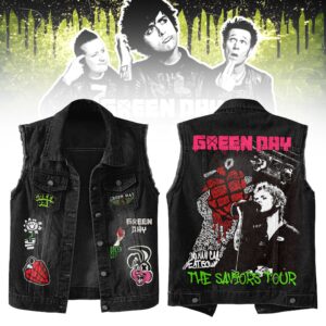 Green Day Music Style Sleeveless Jacket