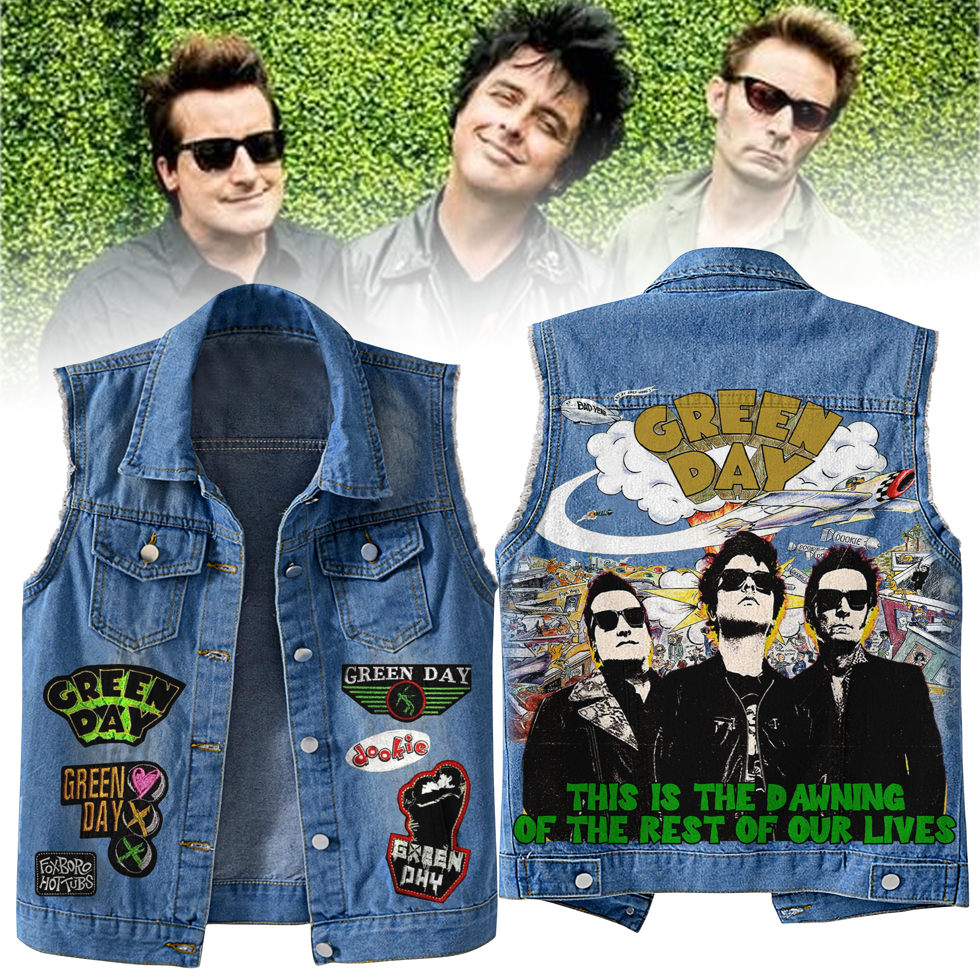 Green Day Music Style Sleeveless Jacket For Fans