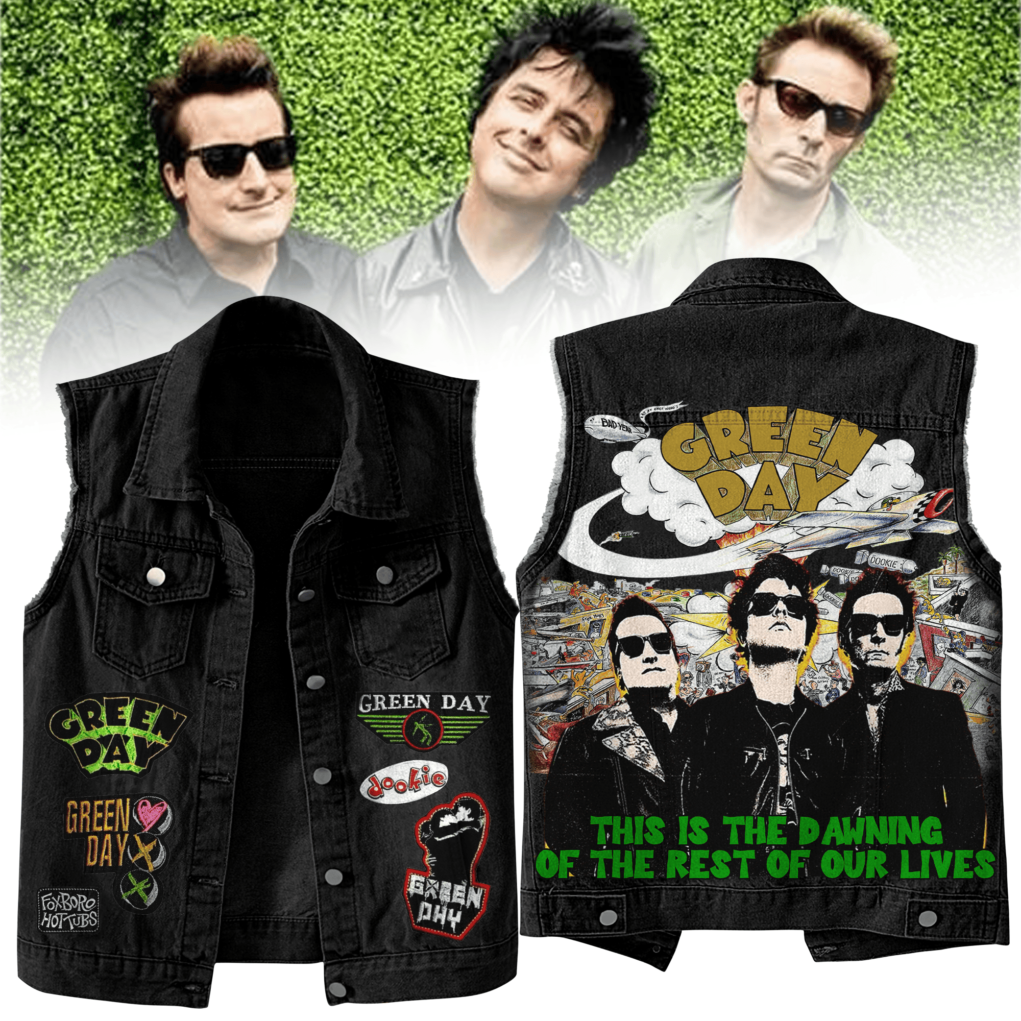 Green Day Music Style Sleeveless Jacket For Fans