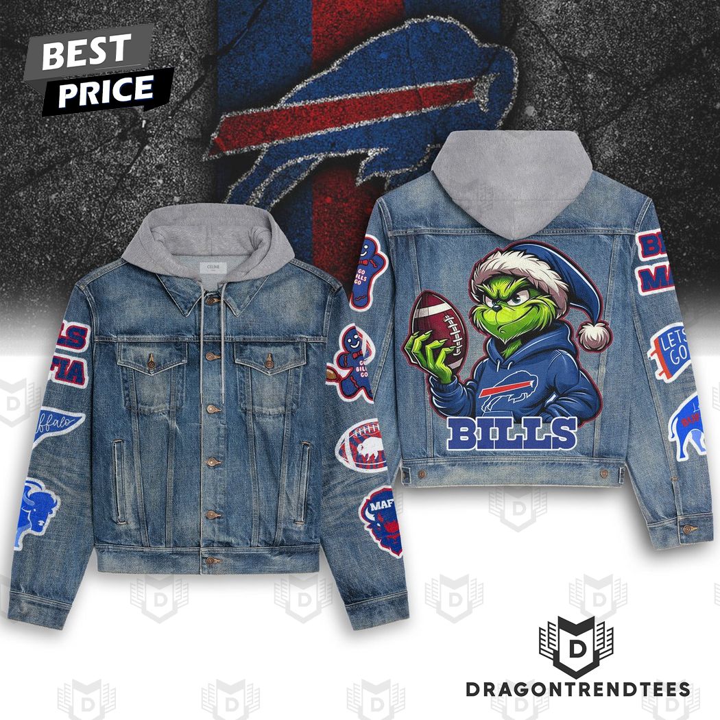 Grinch x Buffalo Bills NFL Style Hooded Denim Jacket For Fans