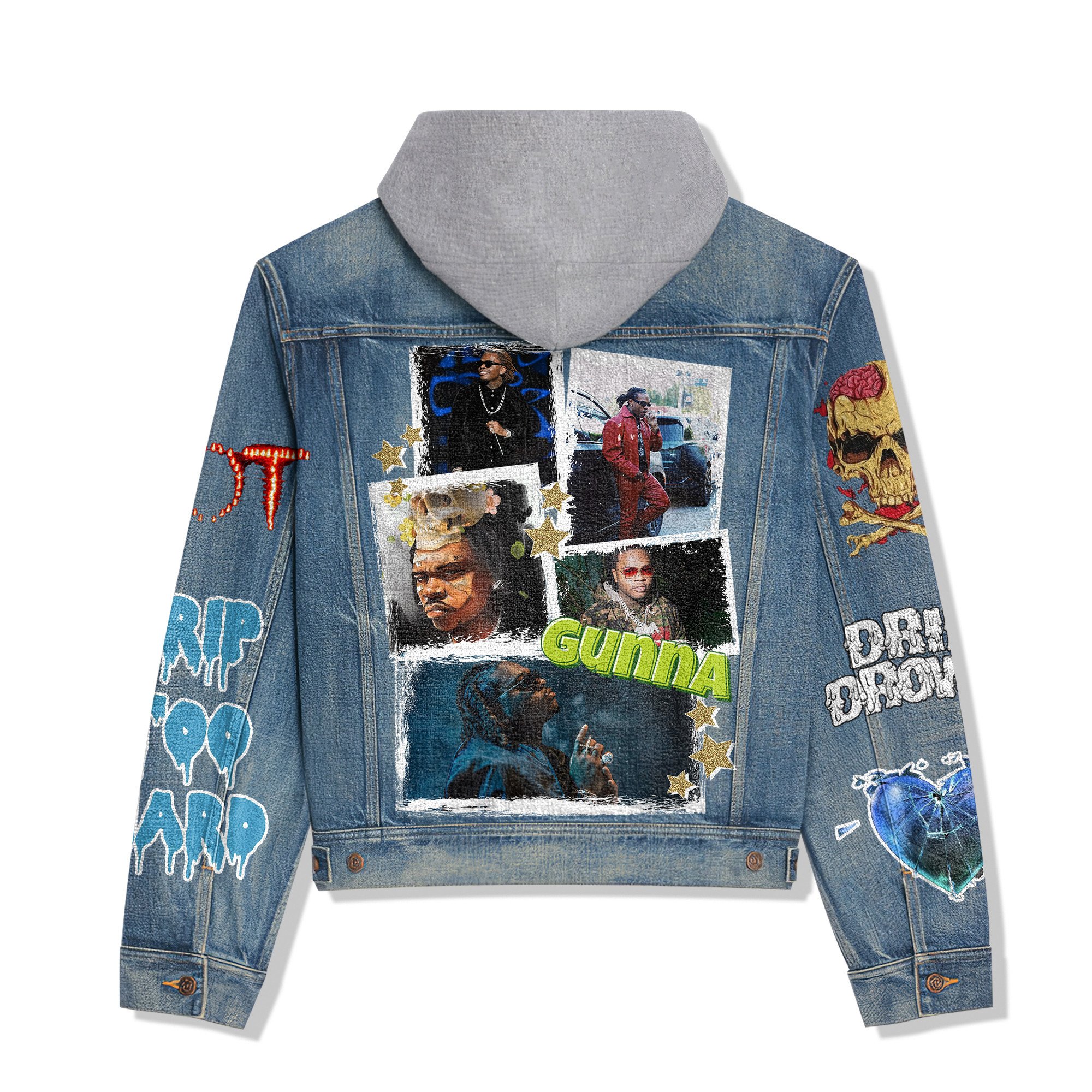 Gunna Music Style Hooded Denim Jacket For Fans