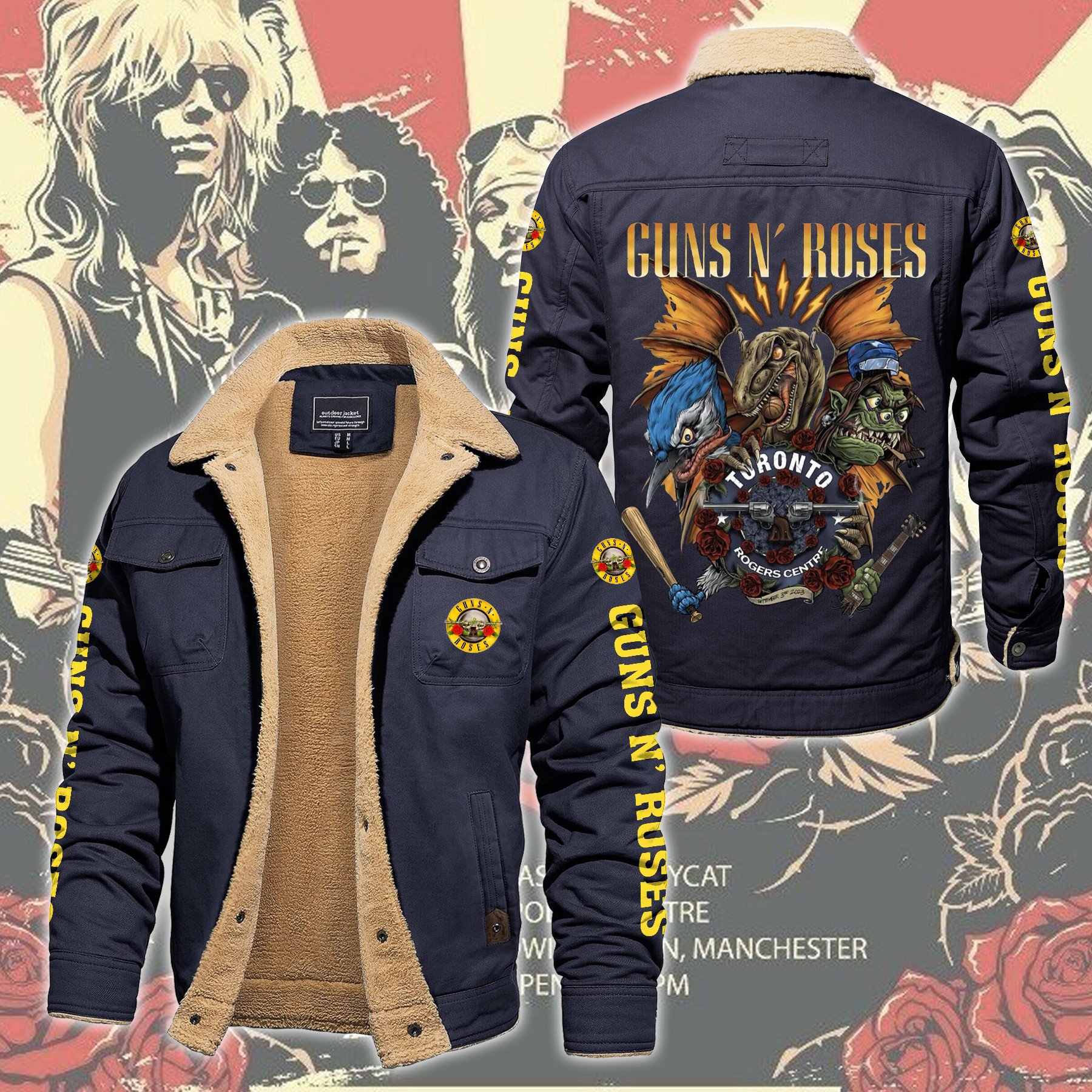 Guns N' Roses Music Style Fleece Thermal Cotton Jacket For Fans