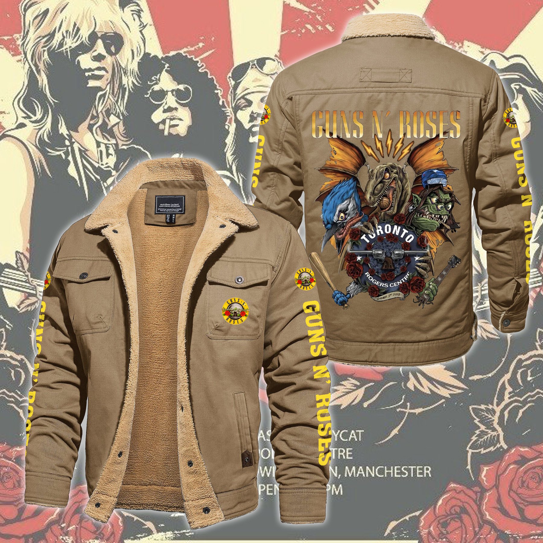 Guns N' Roses Music Style Fleece Thermal Cotton Jacket For Fans