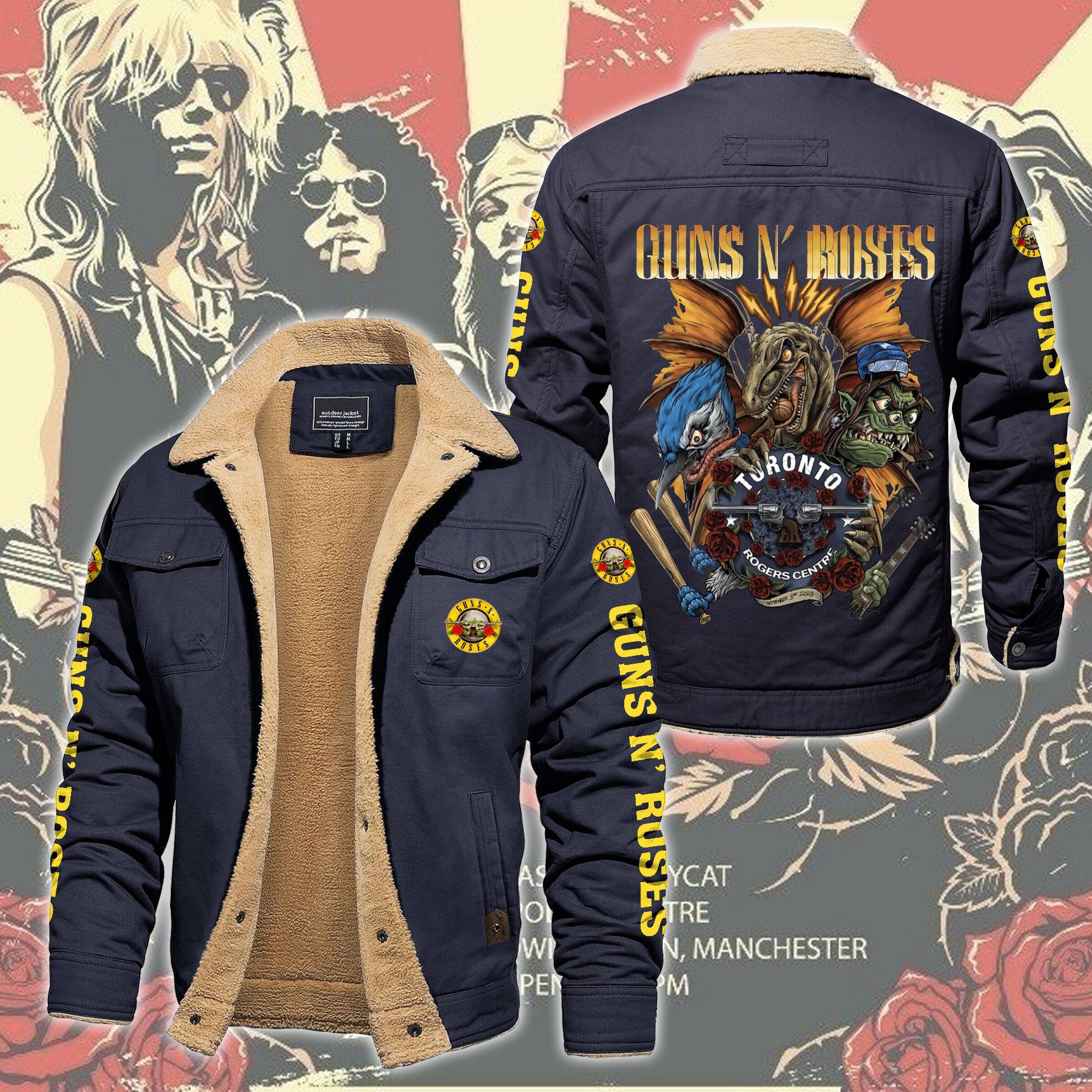 Guns N' Roses Music Style Fleece Thermal Cotton Jacket For Fans