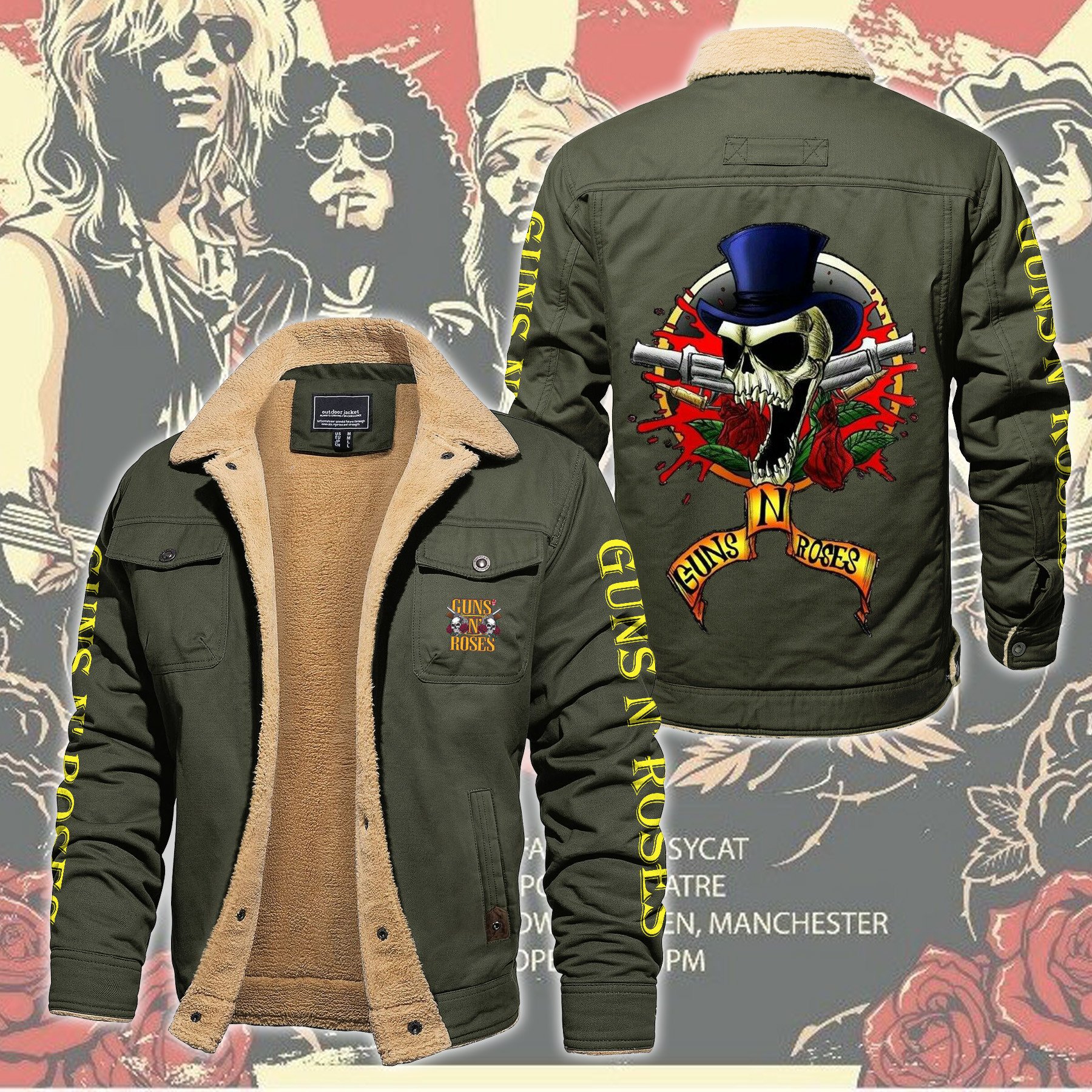 Guns N' Roses Music Style Fleece Thermal Cotton Jacket For Fans