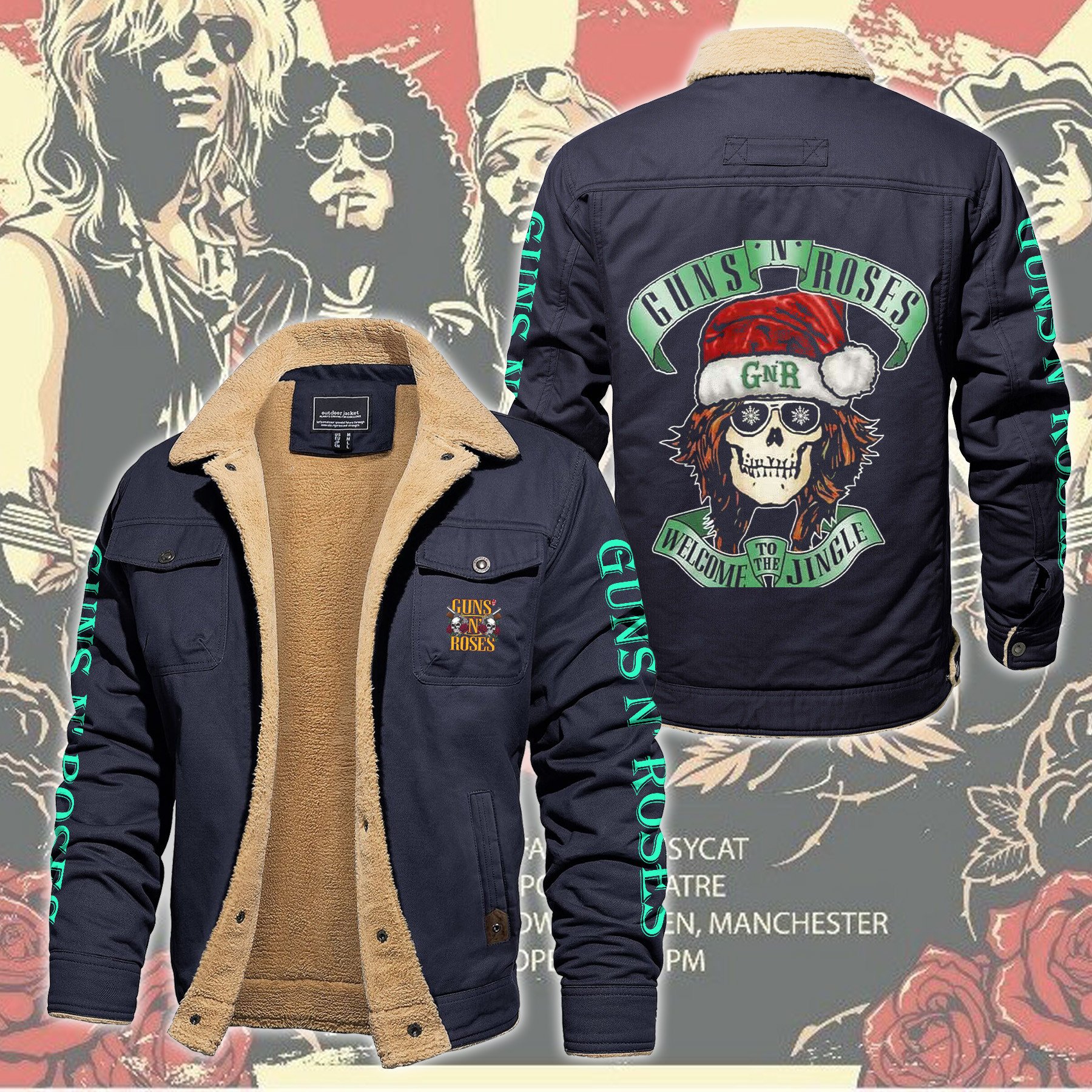 Guns N' Roses Music Style Fleece Thermal Cotton Jacket For Fans