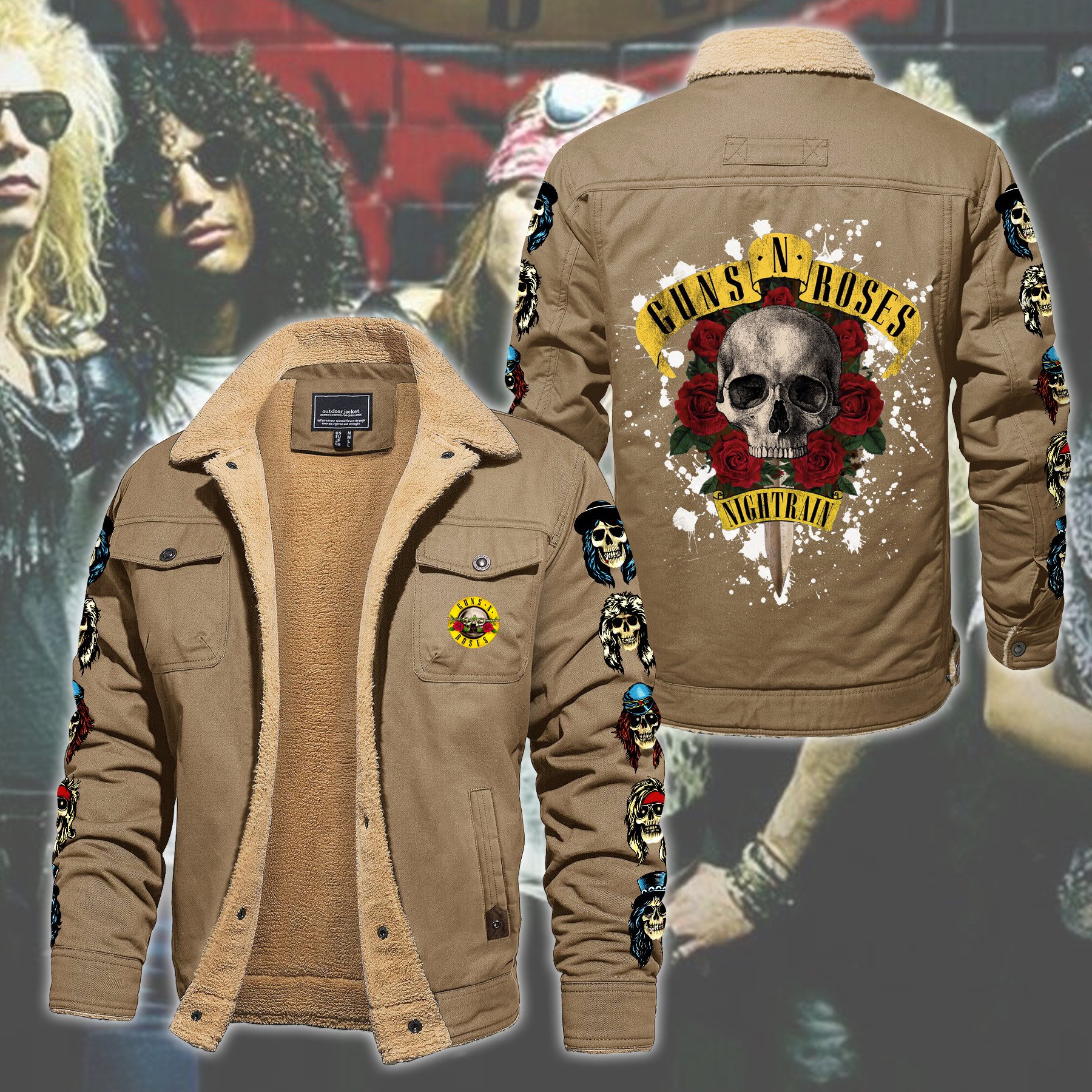 Guns N' Roses Music Style Fleece Thermal Cotton Jacket For Fans