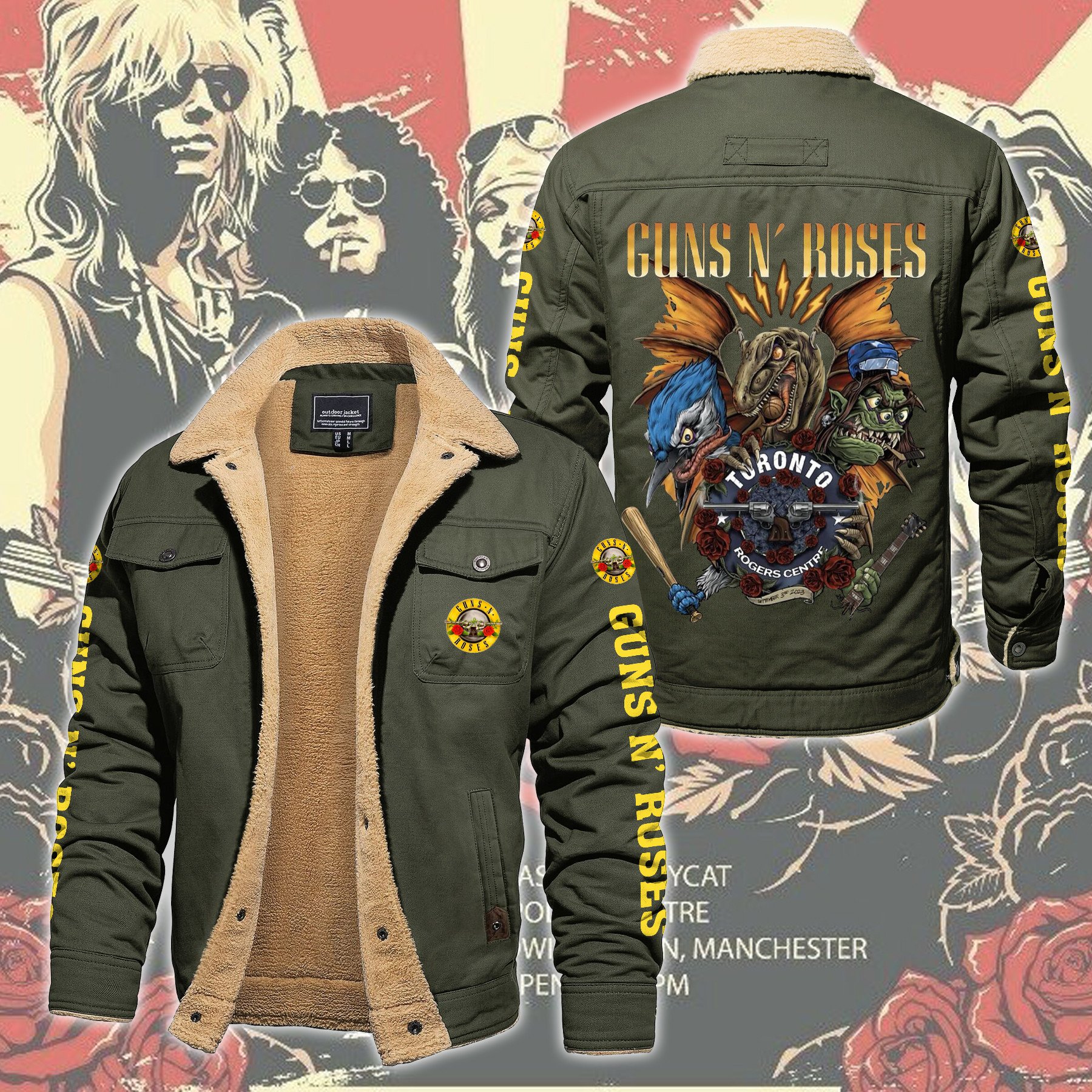 Guns N' Roses Music Style Fleece Thermal Cotton Jacket For Fans