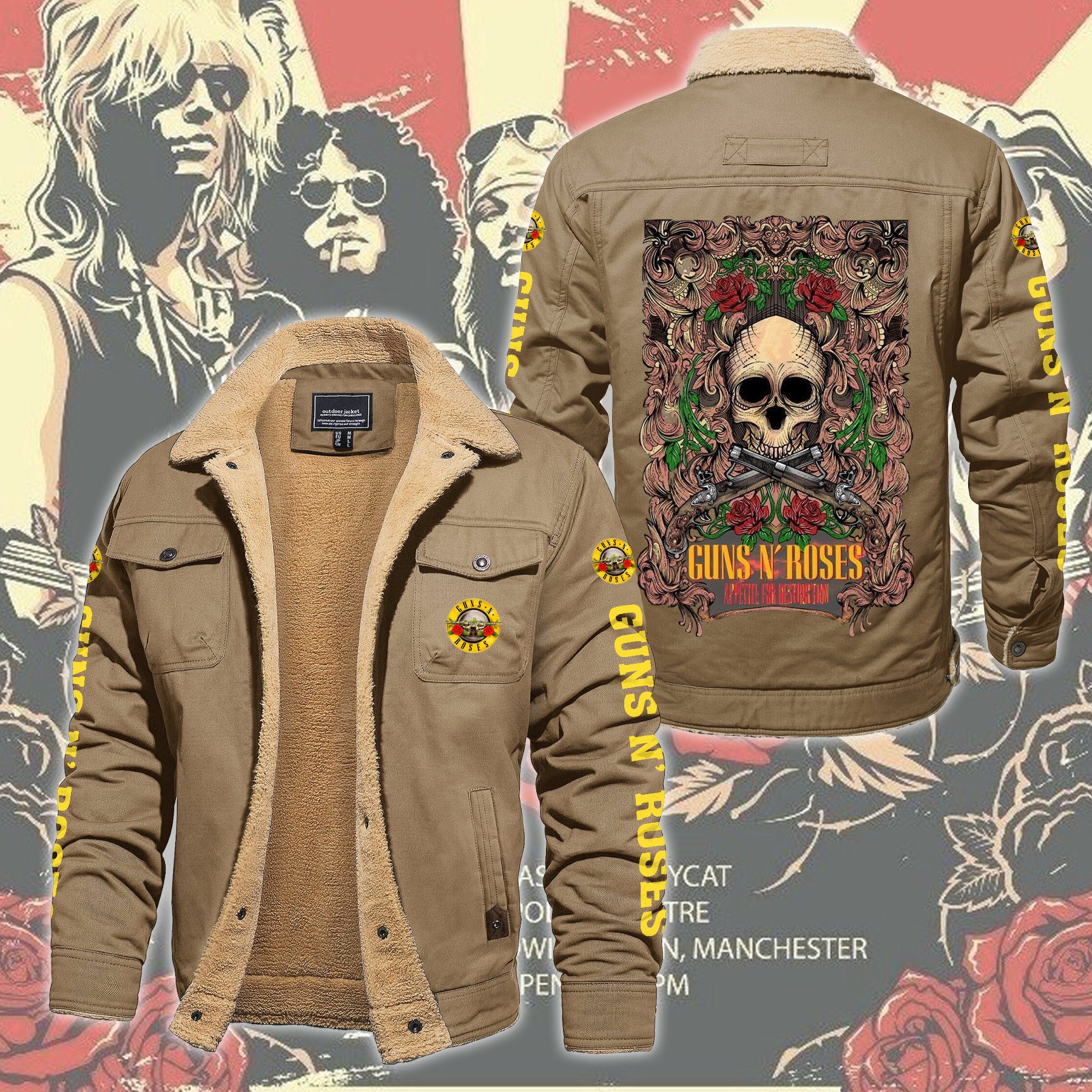 Guns N' Roses Music Style Fleece Thermal Cotton Jacket For Fans