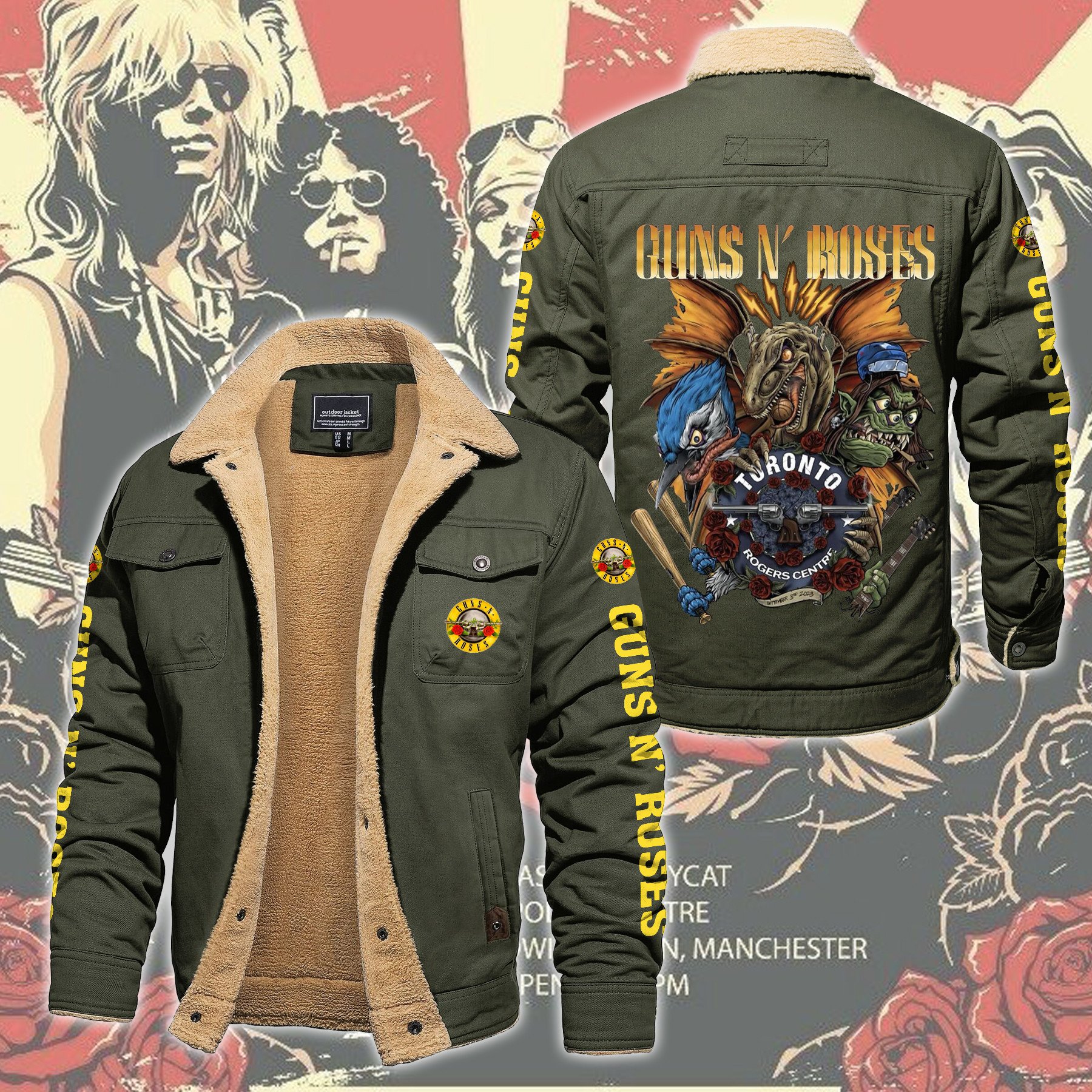 Guns N' Roses Music Style Fleece Thermal Cotton Jacket For Fans