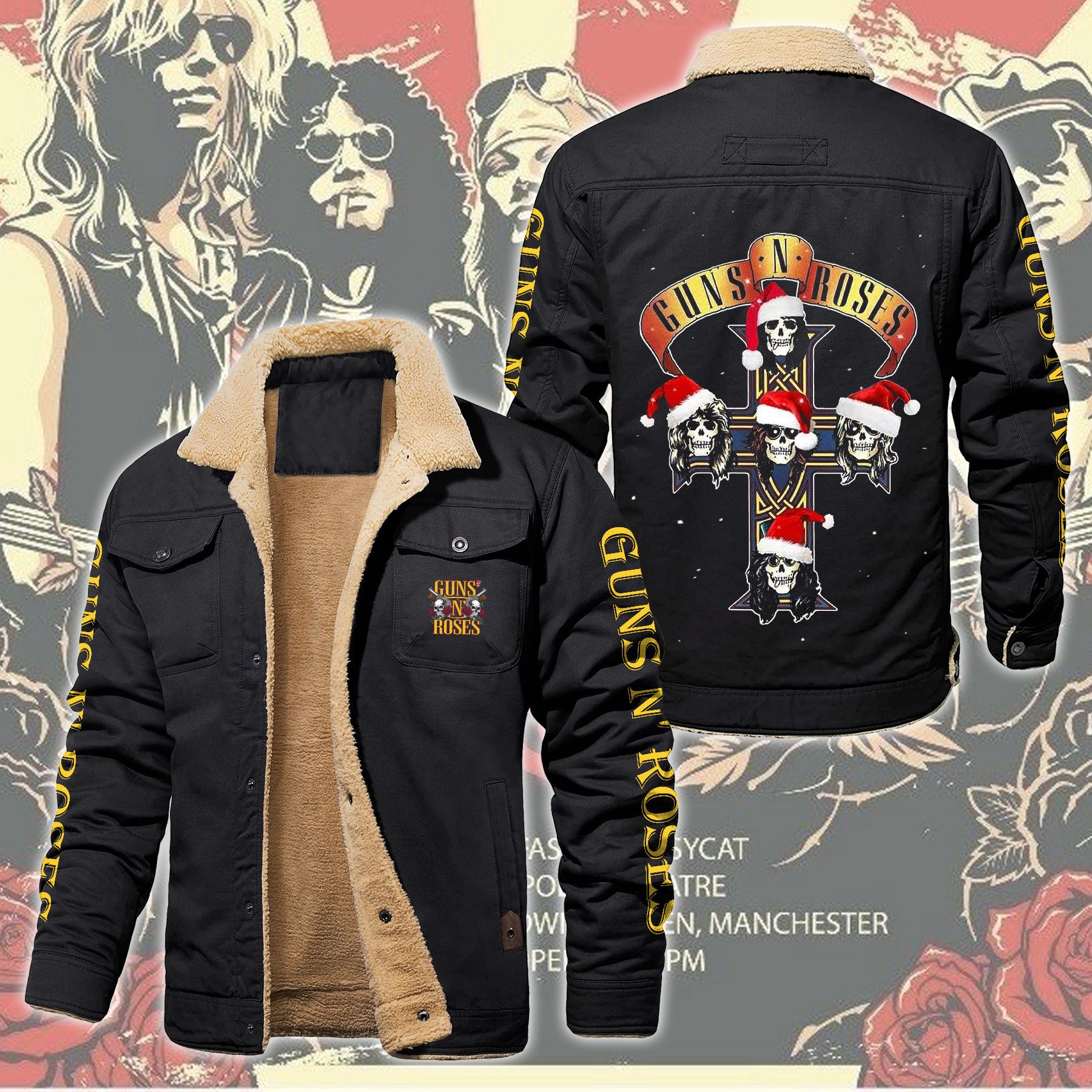 Guns N' Roses Music Style Fleece Thermal Cotton Jacket For Fans