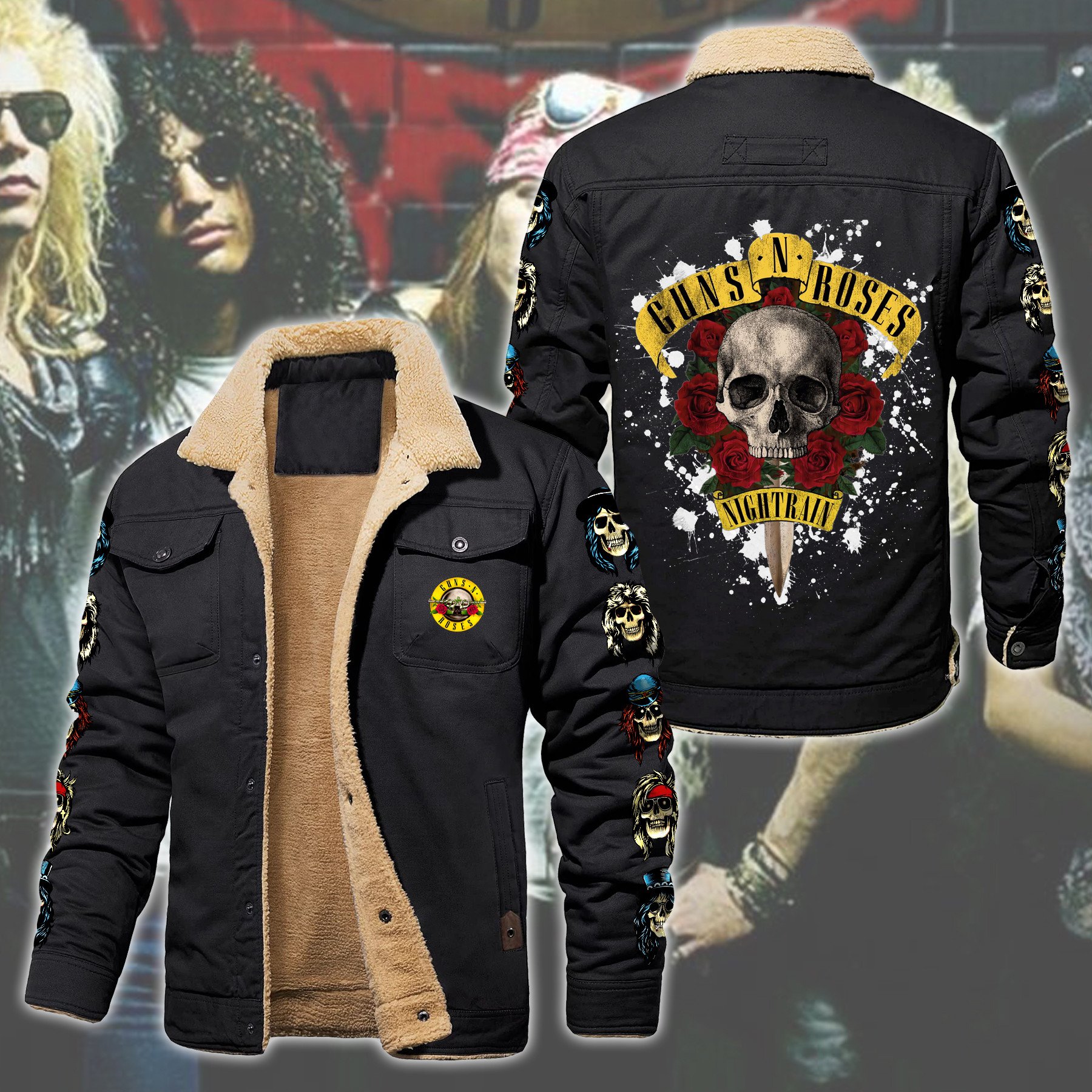Guns N' Roses Music Style Fleece Thermal Cotton Jacket For Fans