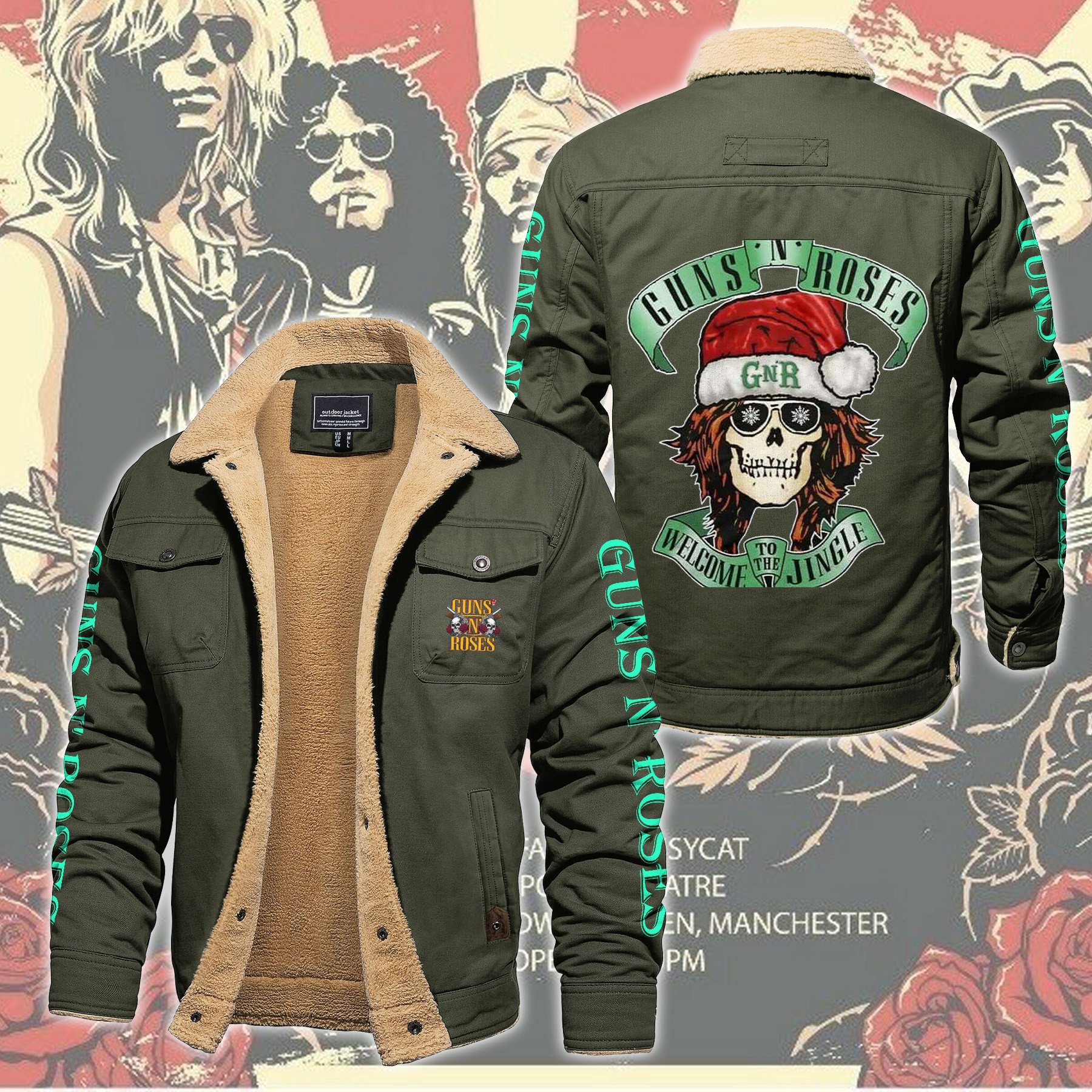 Guns N' Roses Music Style Fleece Thermal Cotton Jacket For Fans