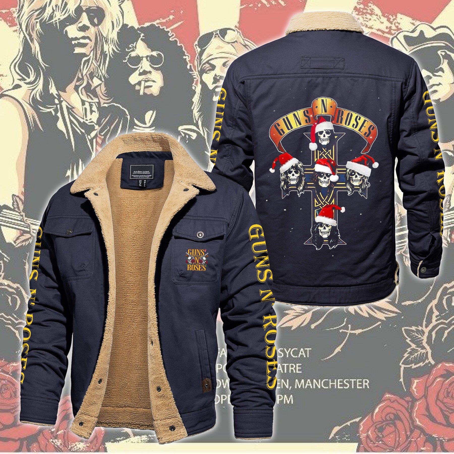 Guns N' Roses Music Style Fleece Thermal Cotton Jacket For Fans