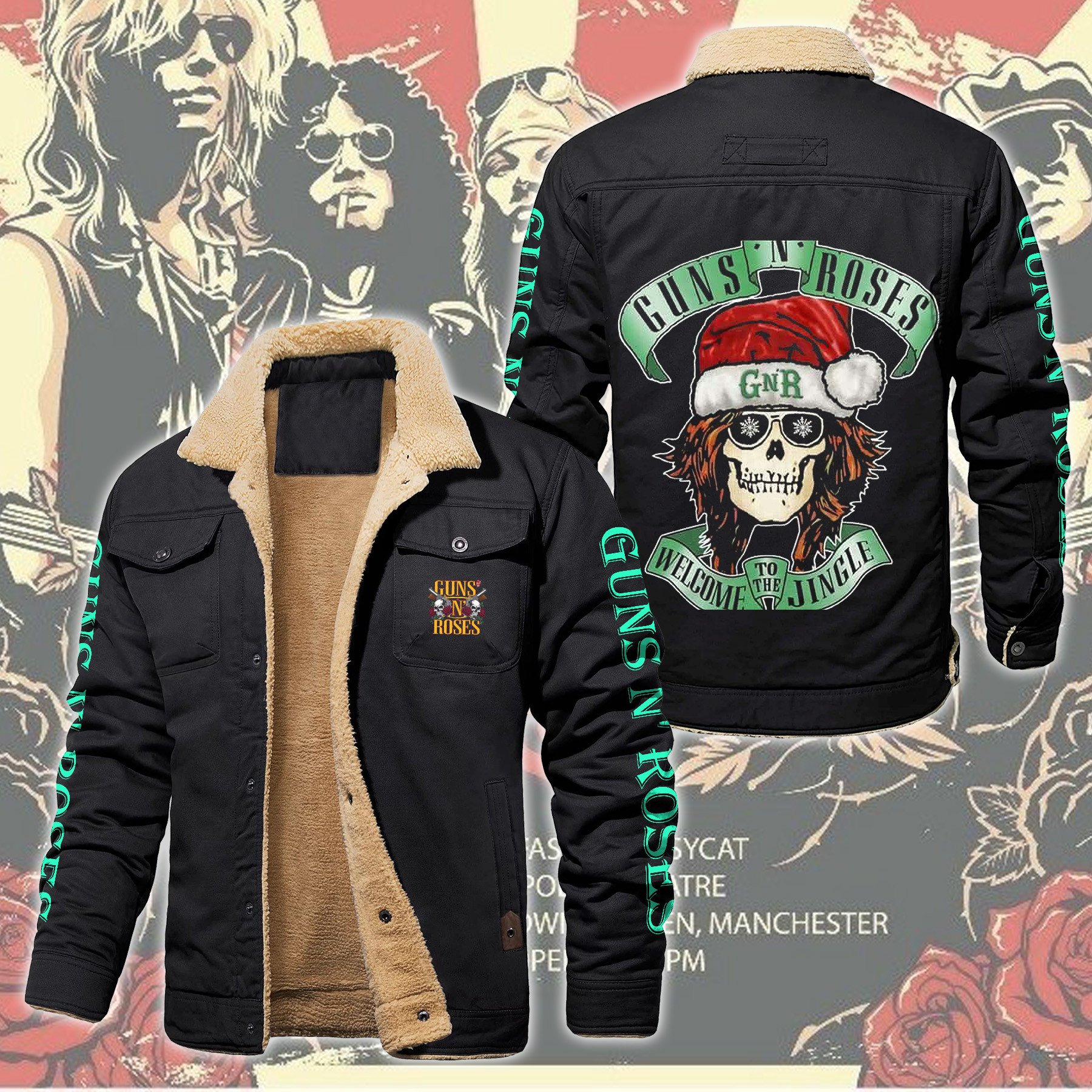 Guns N' Roses Music Style Fleece Thermal Cotton Jacket For Fans