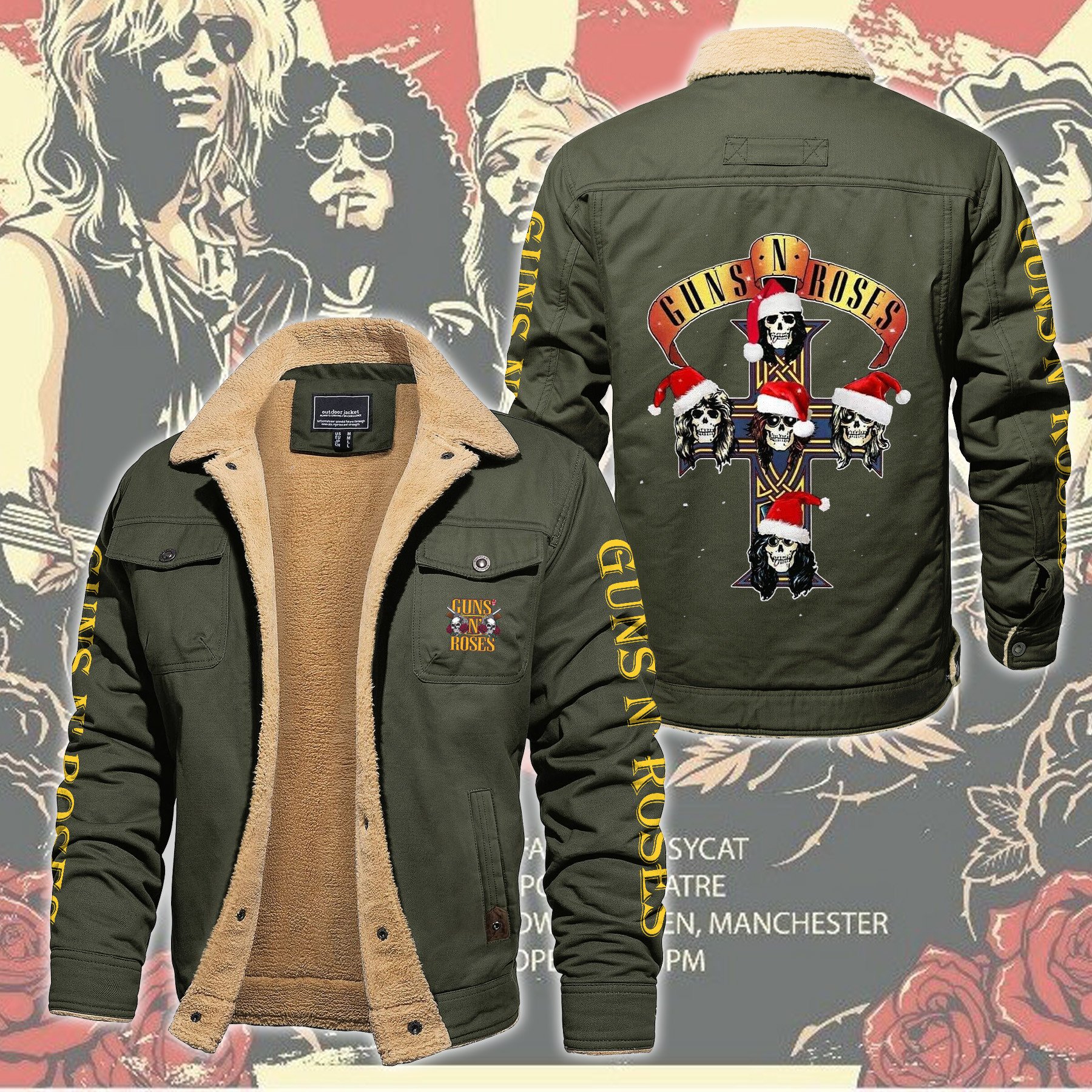 Guns N' Roses Music Style Fleece Thermal Cotton Jacket For Fans