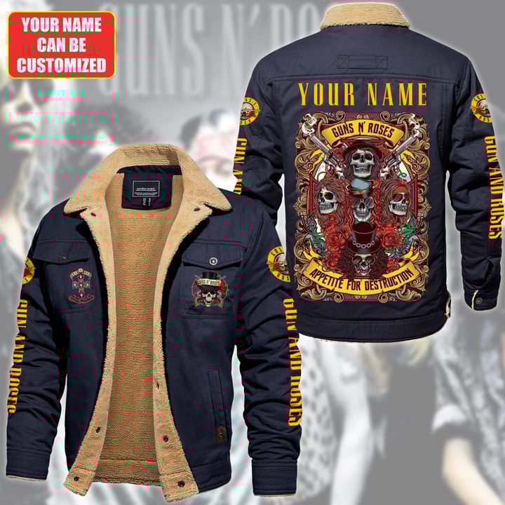 Guns N' Roses Music Style Fleece Thermal Cotton Jacket For Fans