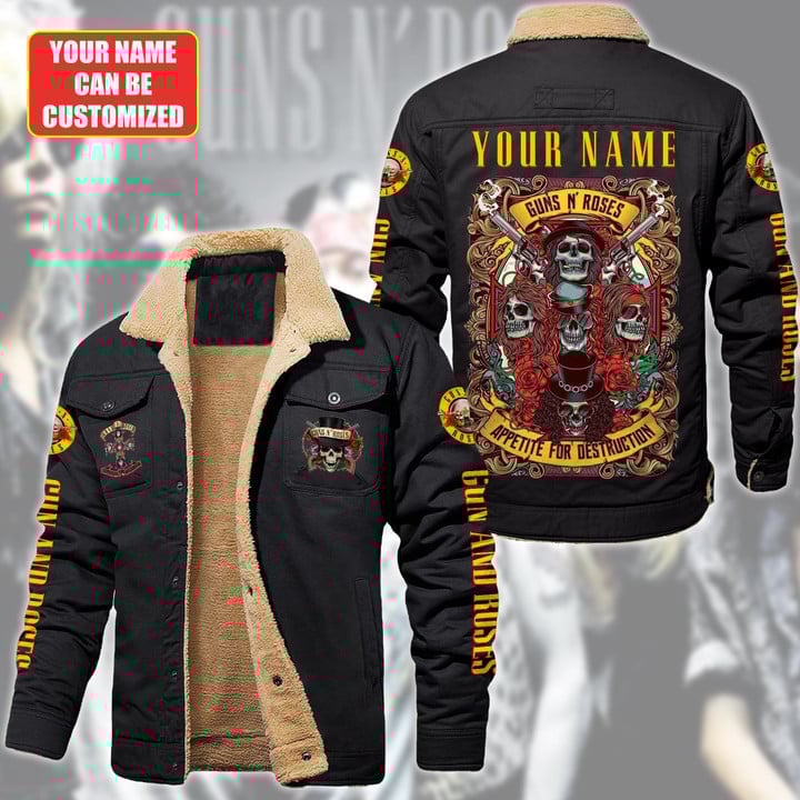 Guns N' Roses Music Style Fleece Thermal Cotton Jacket For Fans