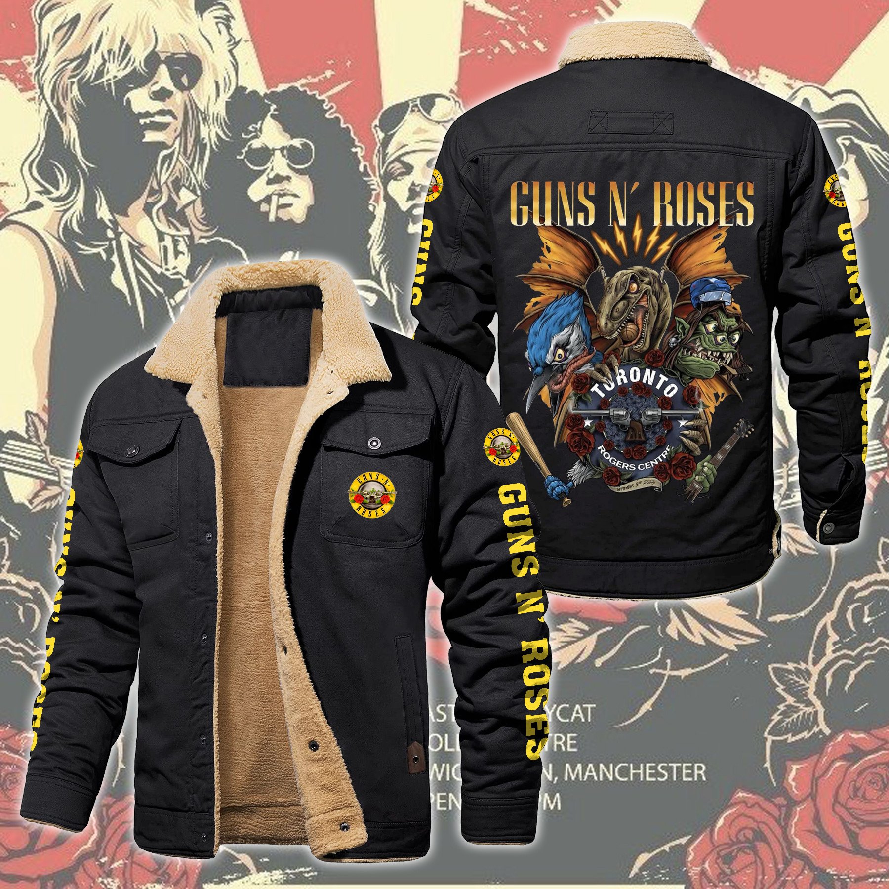Guns N' Roses Music Style Fleece Thermal Cotton Jacket For Fans