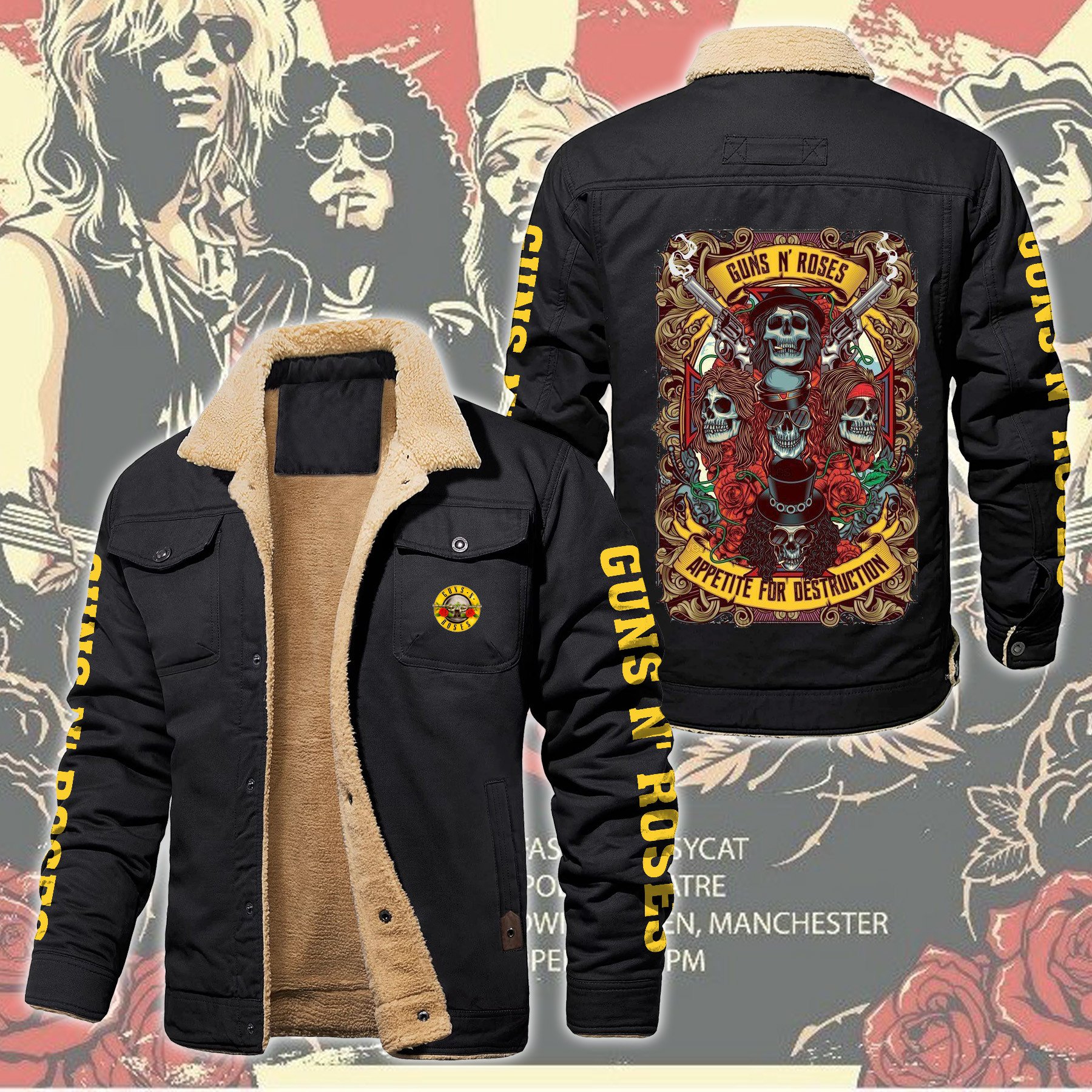 Guns N' Roses Music Style Fleece Thermal Cotton Jacket For Fans
