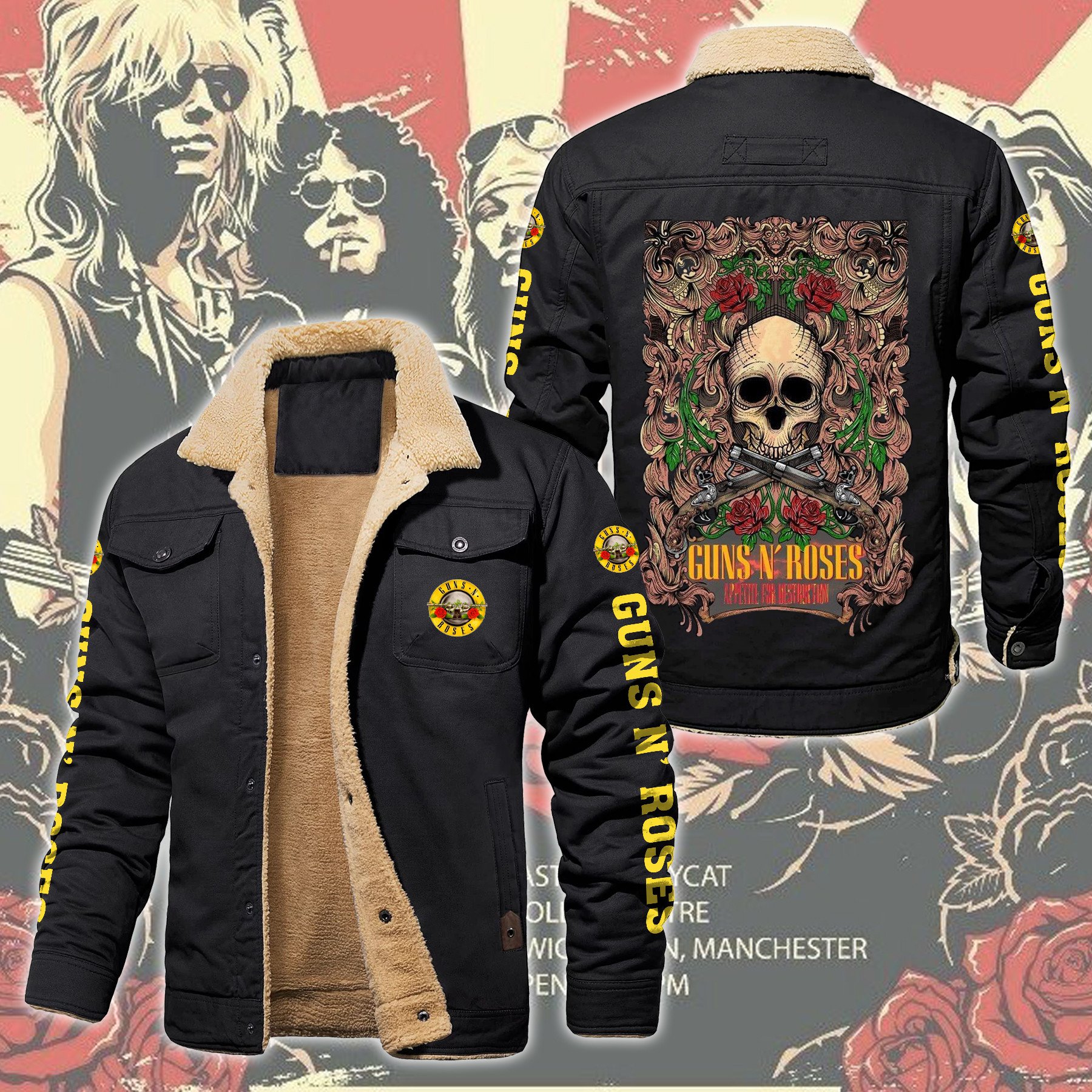 Guns N' Roses Music Style Fleece Thermal Cotton Jacket For Fans