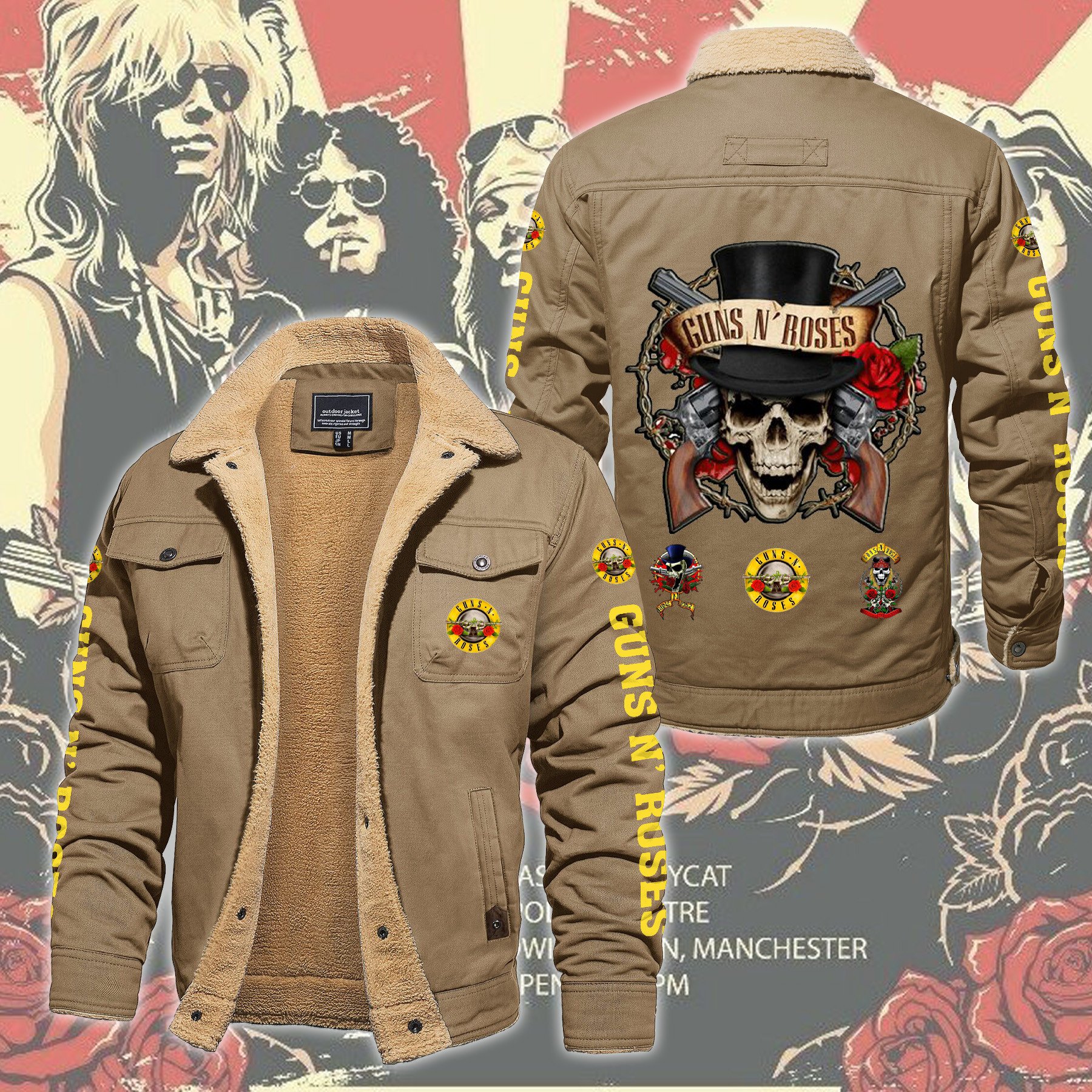 Guns N' Roses Music Style Fleece Thermal Cotton Jacket For Fans