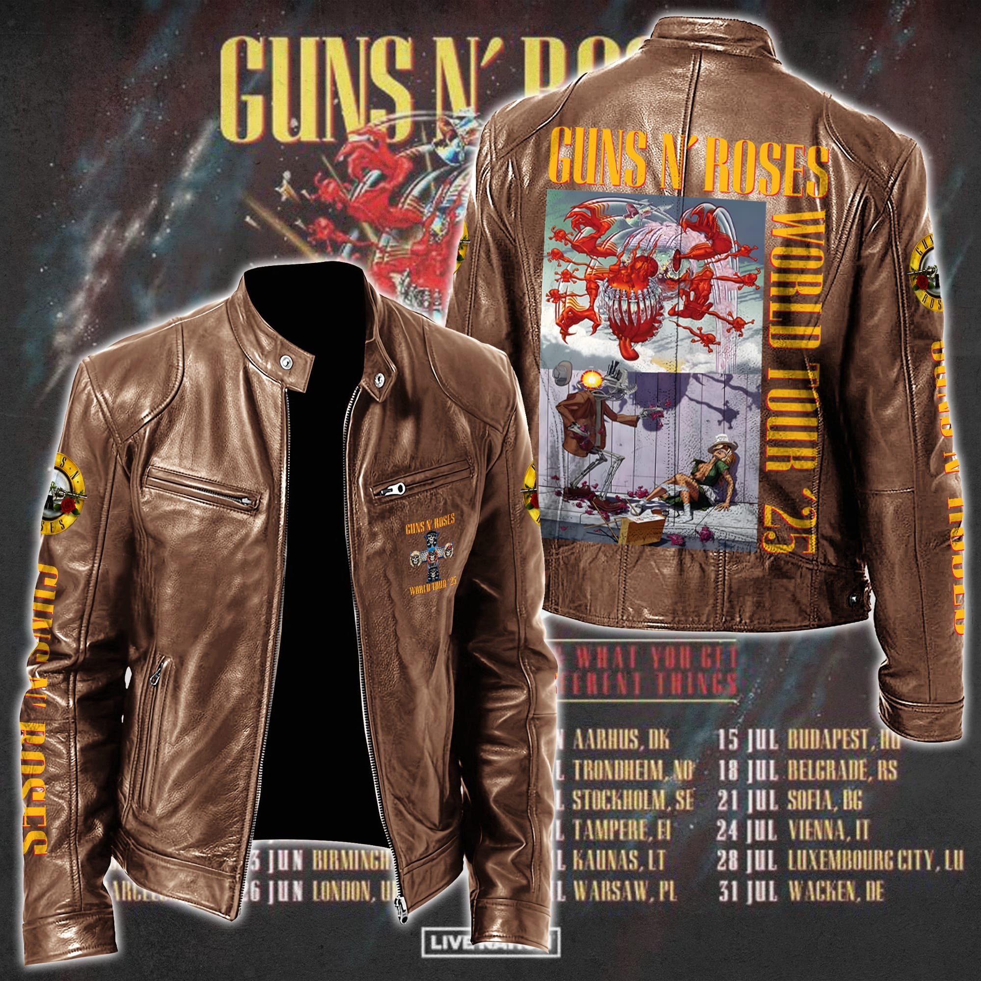 Guns N' Roses Music Style Leather Jacket For Fans