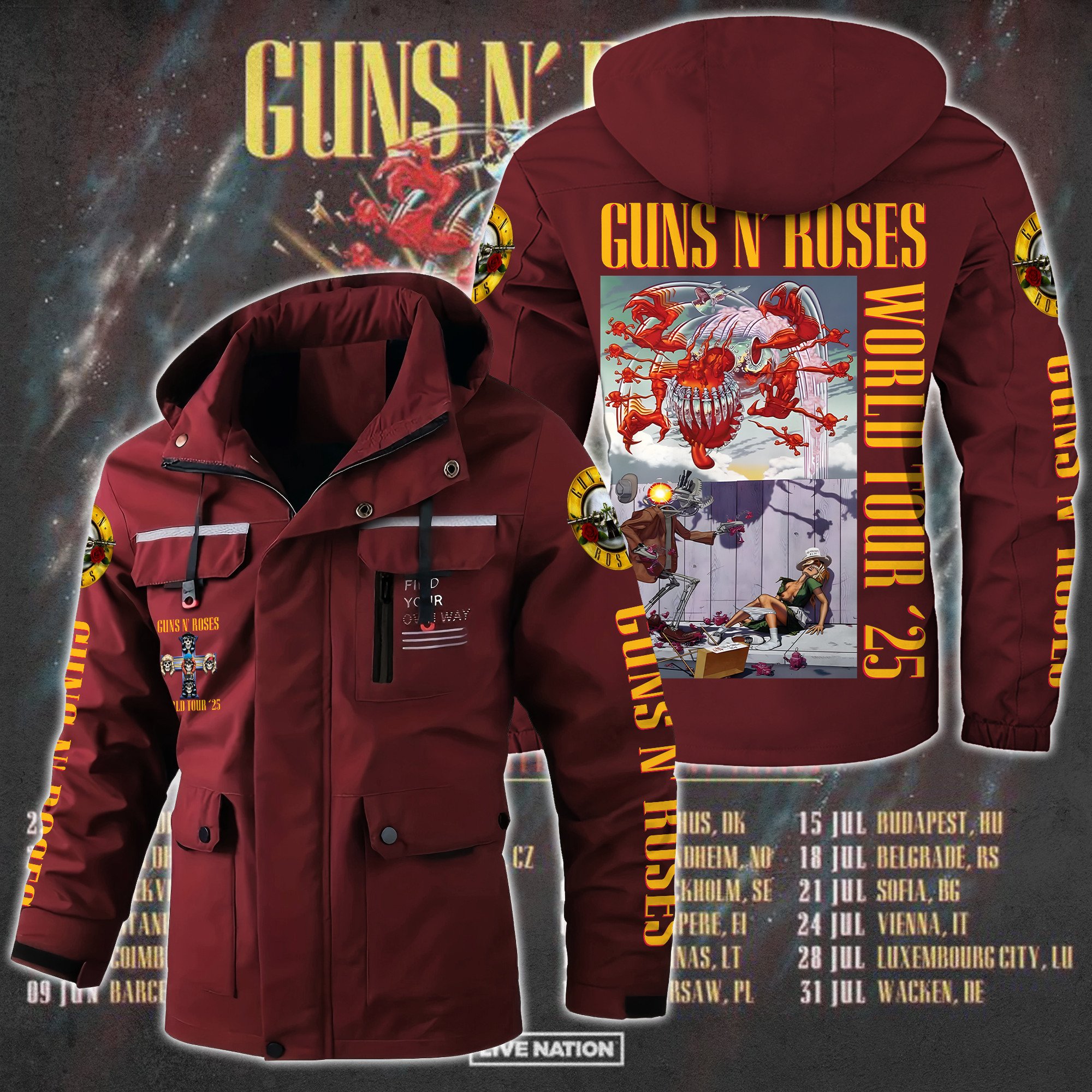 Guns N' Roses Music Style Parka Jacket For Fans