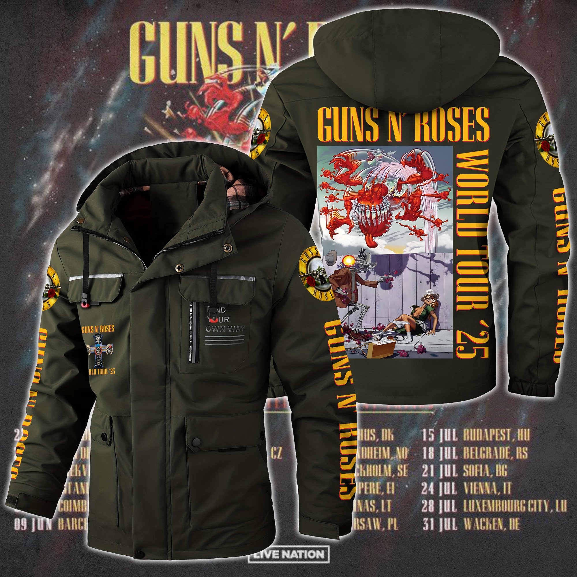 Guns N' Roses Music Style Parka Jacket For Fans