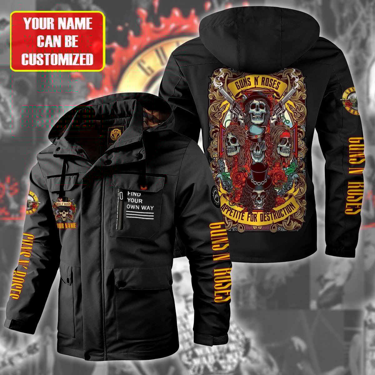 Guns N' Roses Music Style Parka Jacket For Fans