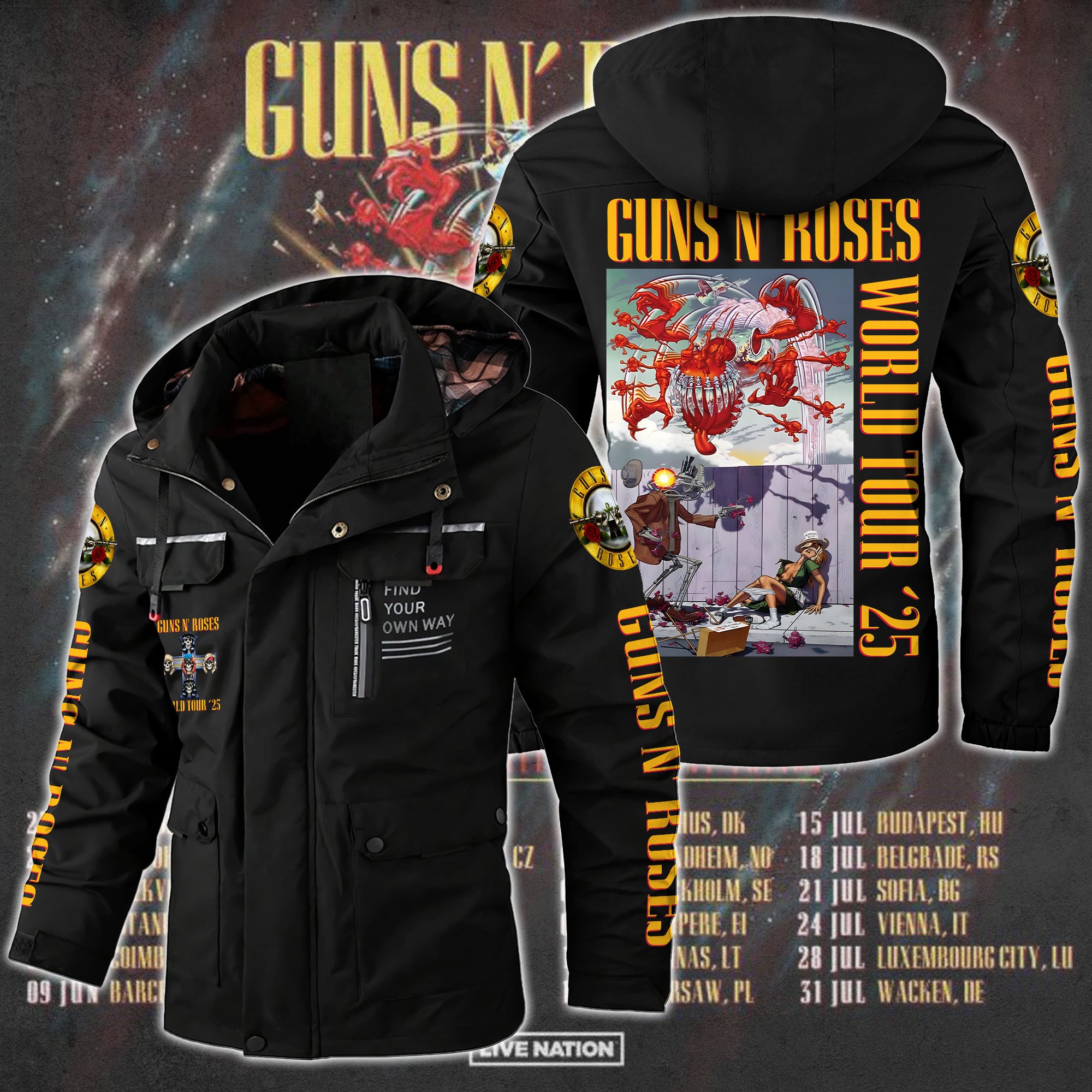Guns N' Roses Music Style Parka Jacket For Fans