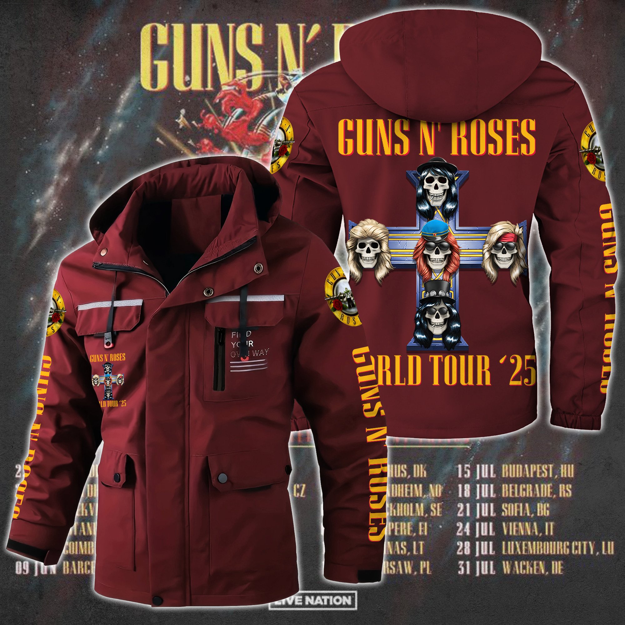 Guns N' Roses Music Style Parka Jacket For Fans