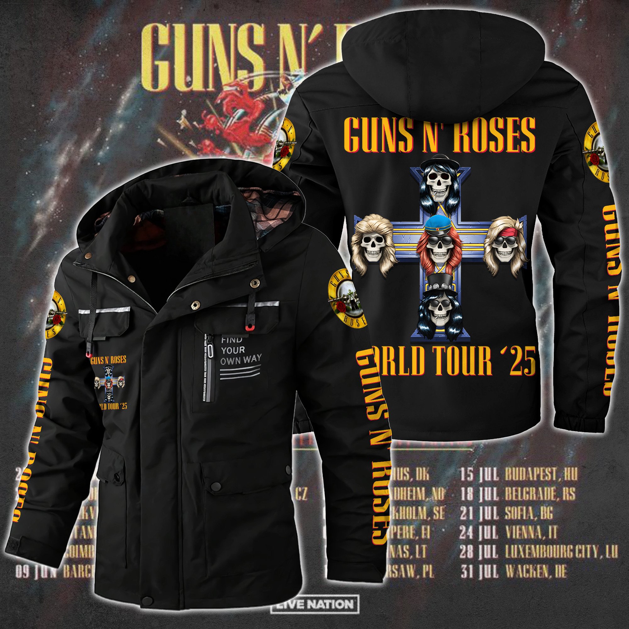 Guns N' Roses Music Style Parka Jacket For Fans