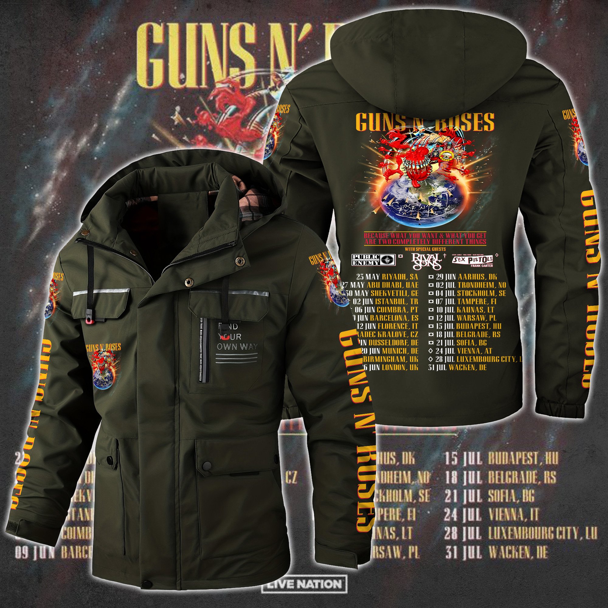 Guns N' Roses Music Style Parka Jacket For Fans
