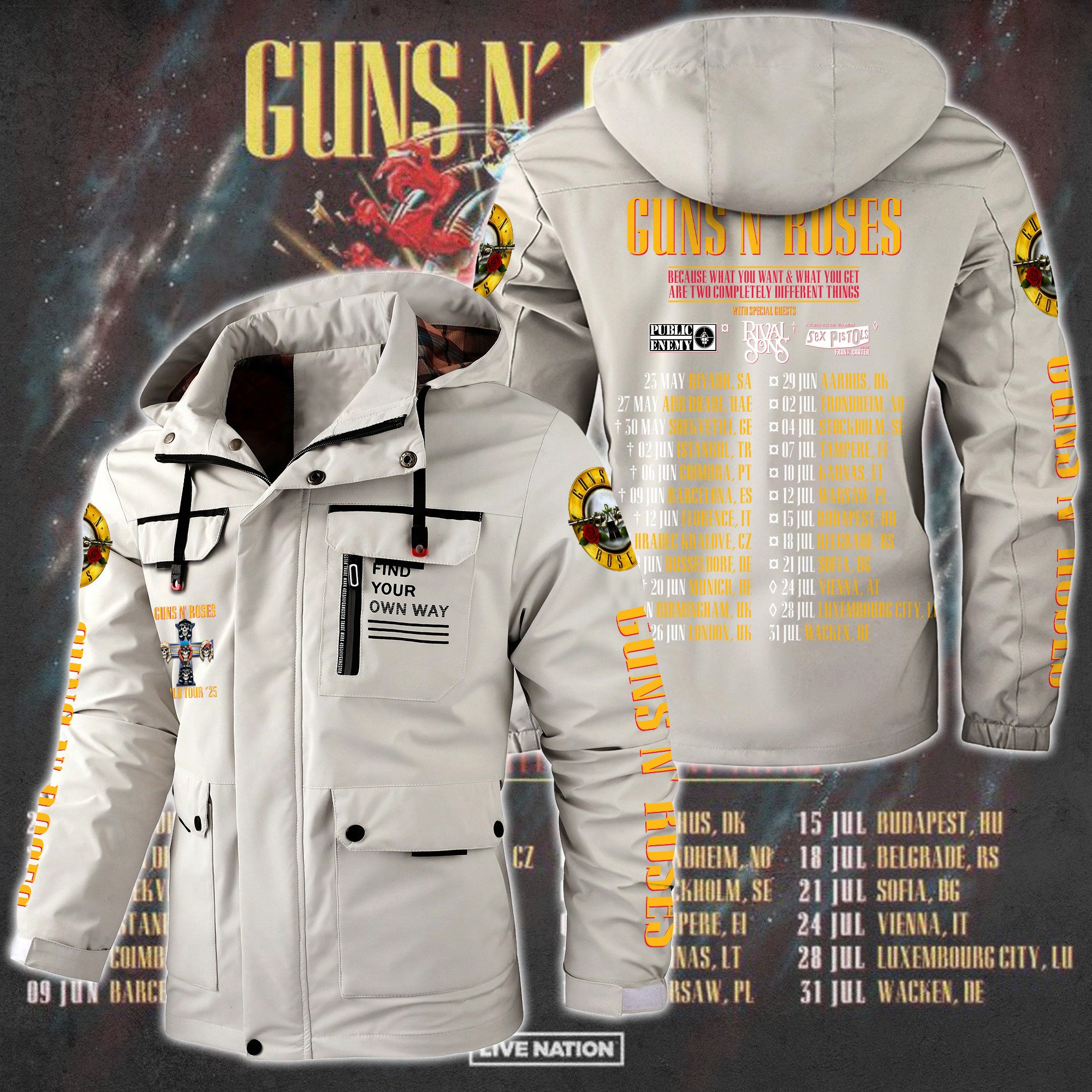 Guns N' Roses Music Style Parka Jacket For Fans