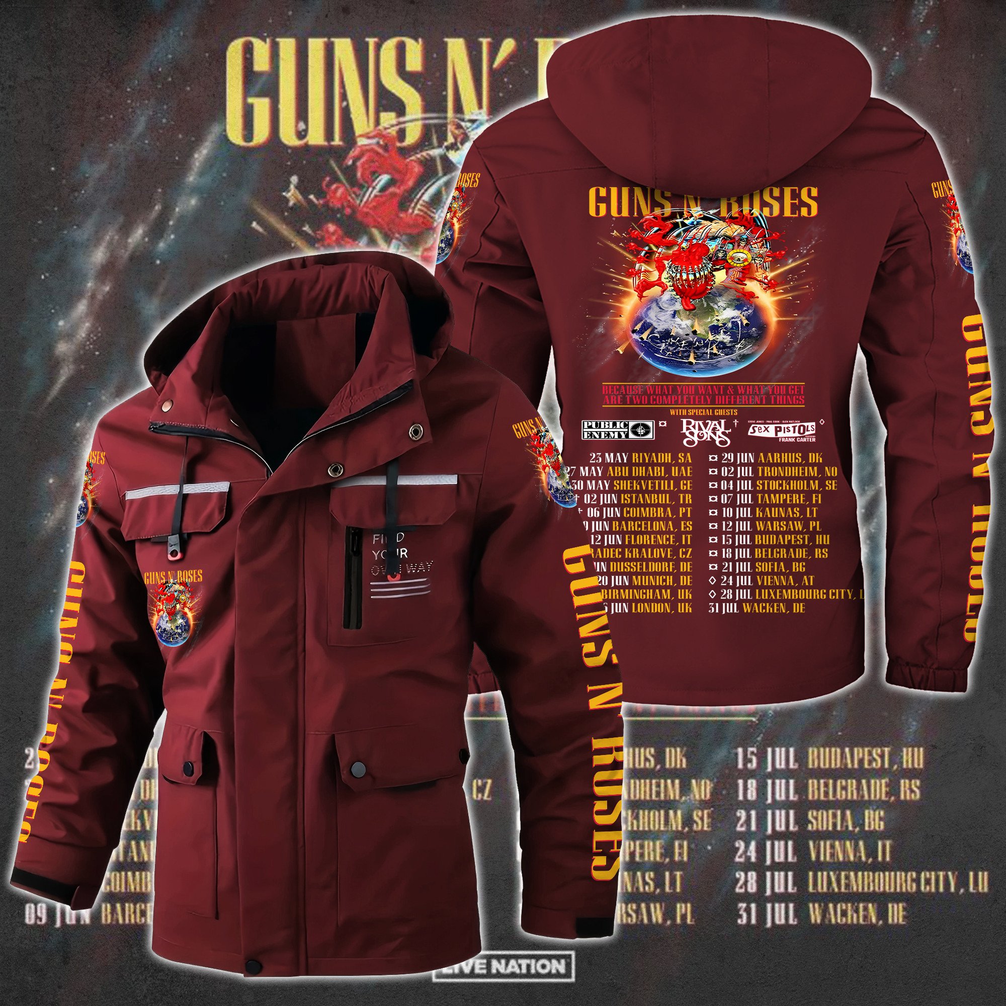 Guns N' Roses Music Style Parka Jacket For Fans