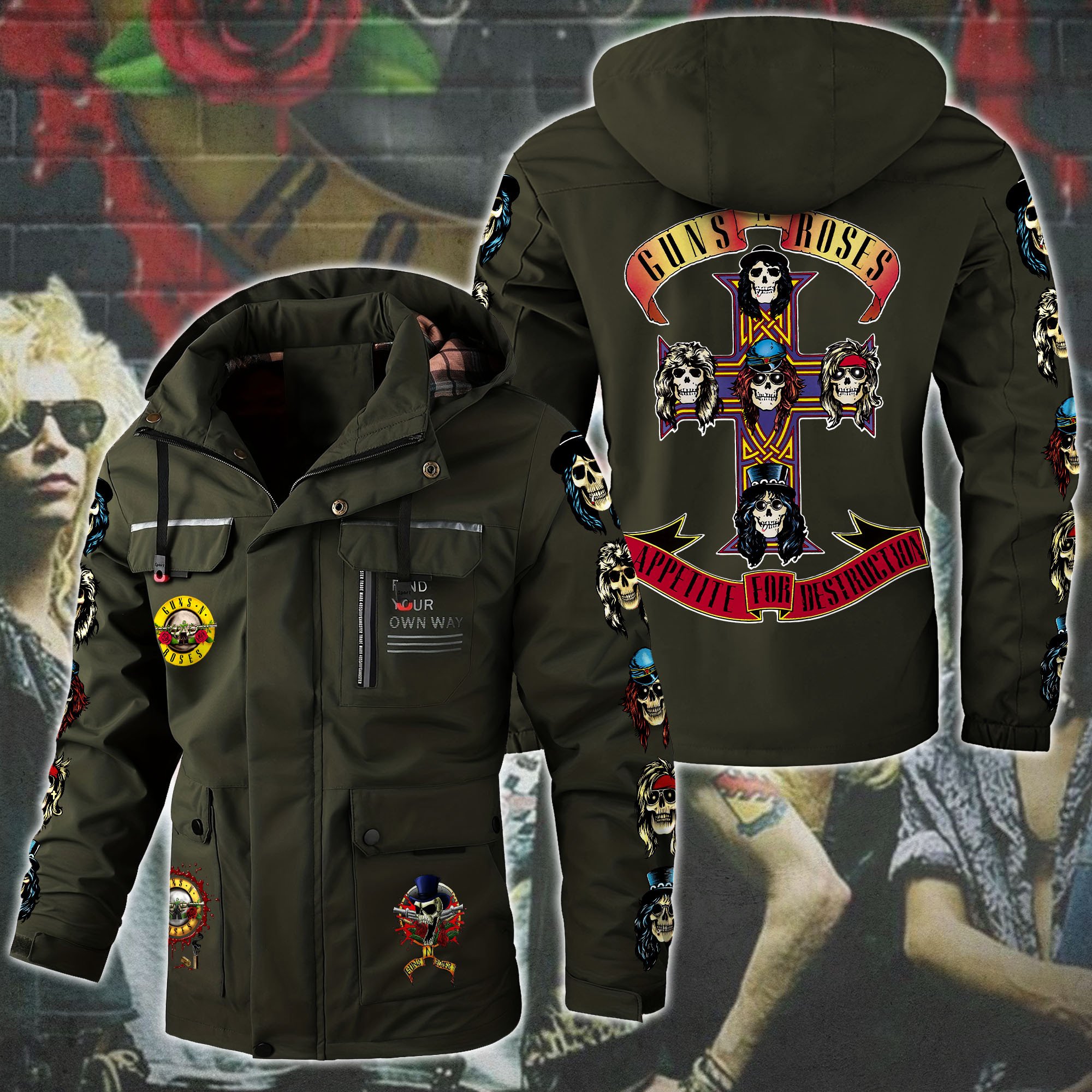 Guns N' Roses Music Style Parka Jacket For Fans