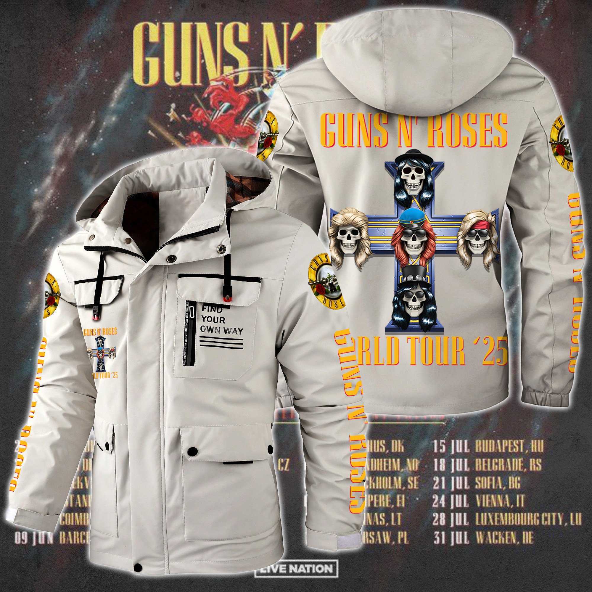 Guns N' Roses Music Style Parka Jacket For Fans