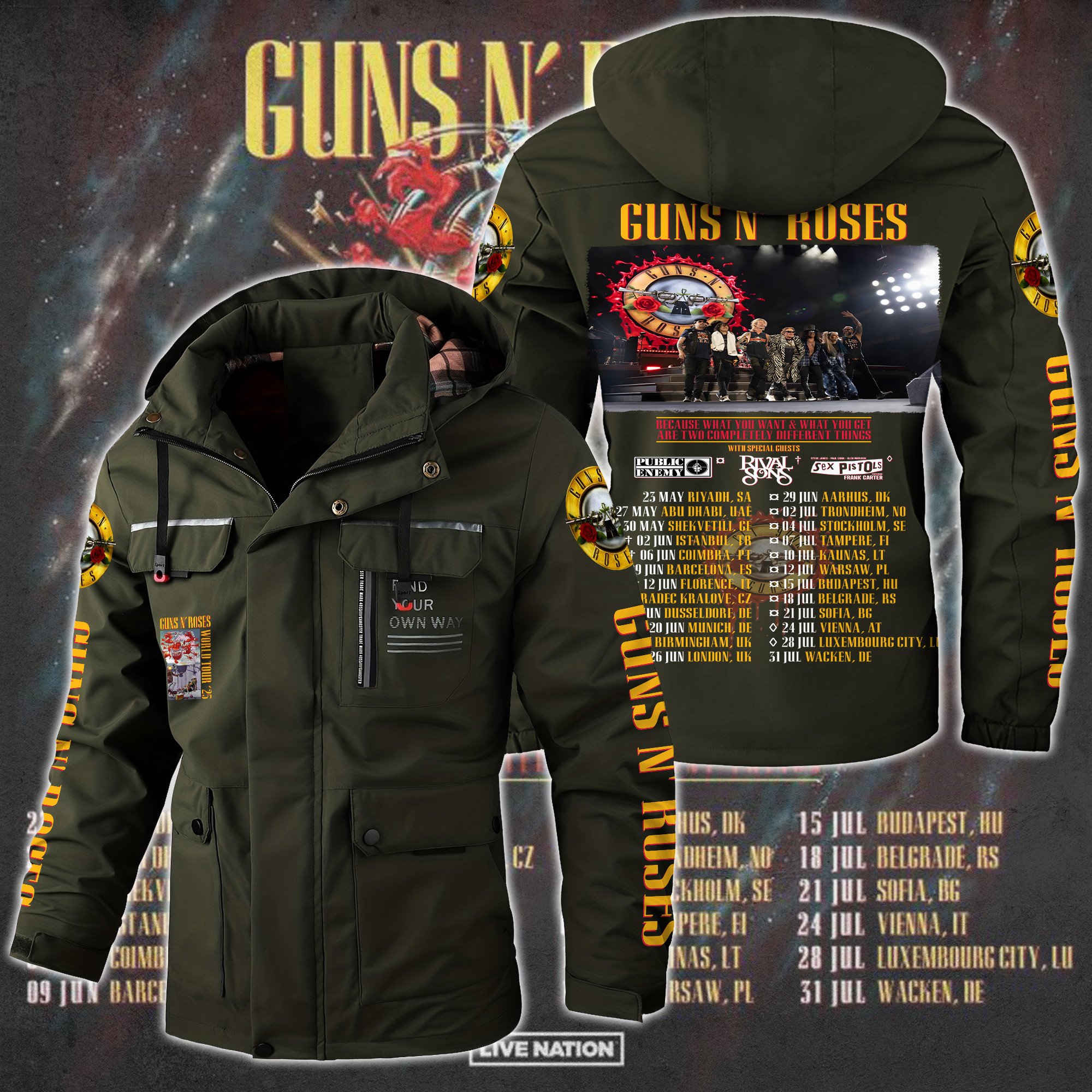 Guns N' Roses Music Style Parka Jacket For Fans