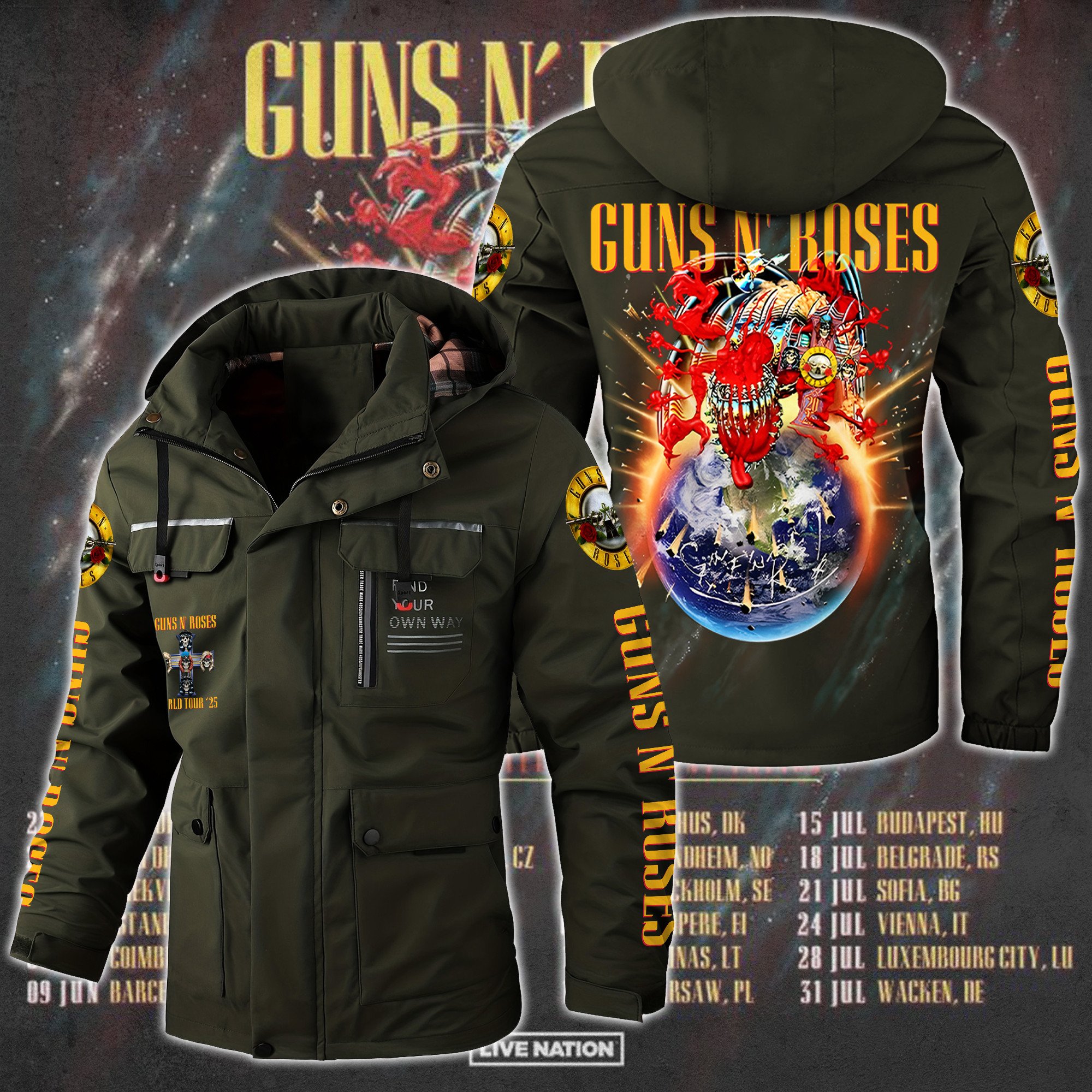 Guns N' Roses Music Style Parka Jacket For Fans
