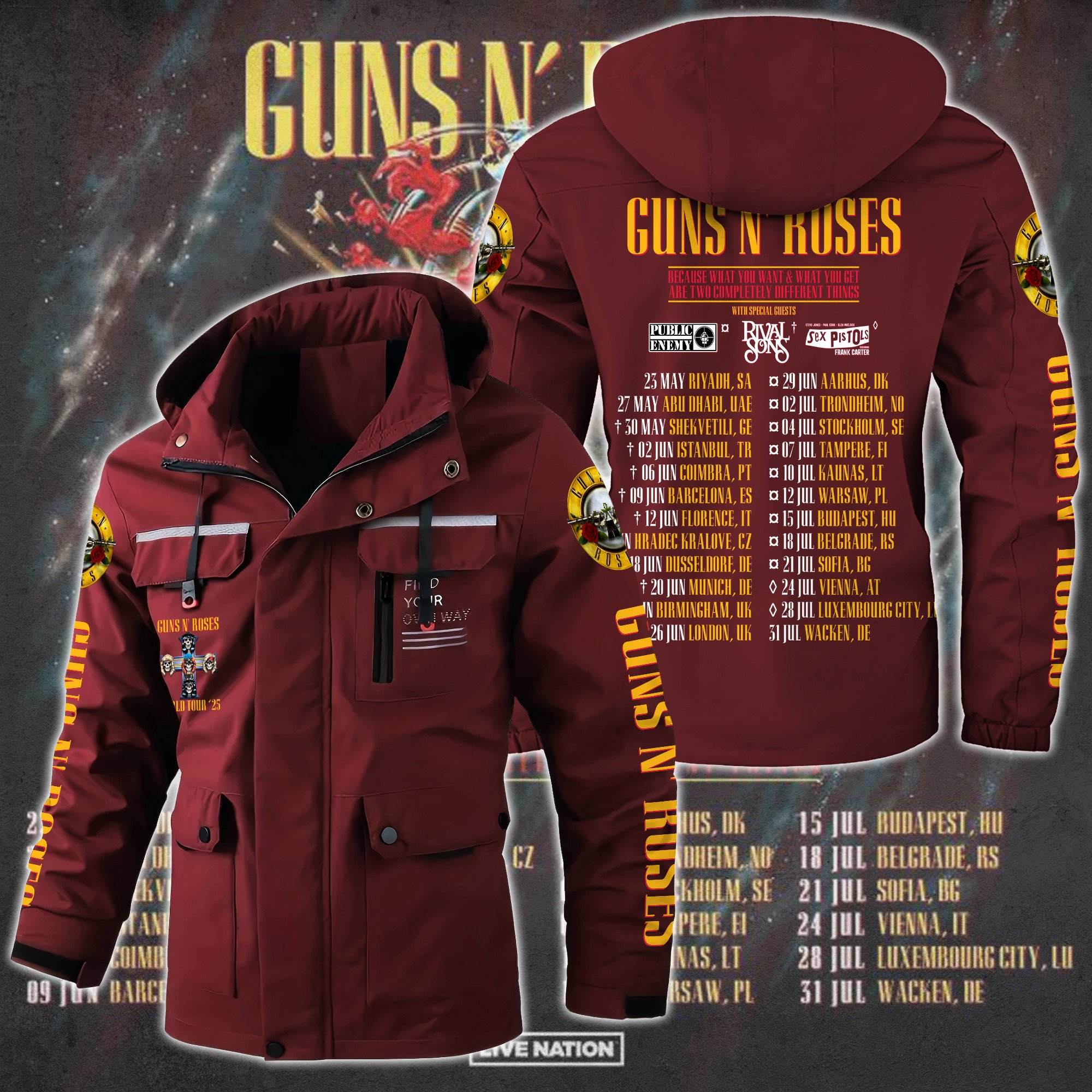 Guns N' Roses Music Style Parka Jacket For Fans